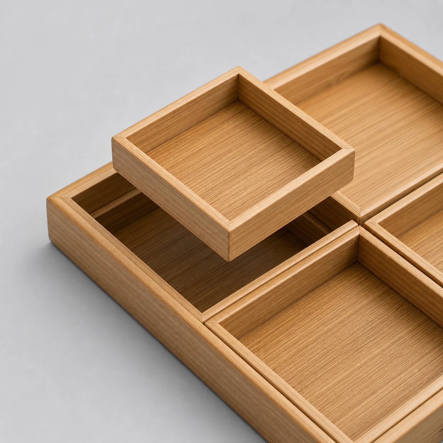Alice Wooden Compartment Tea Tray - detail view