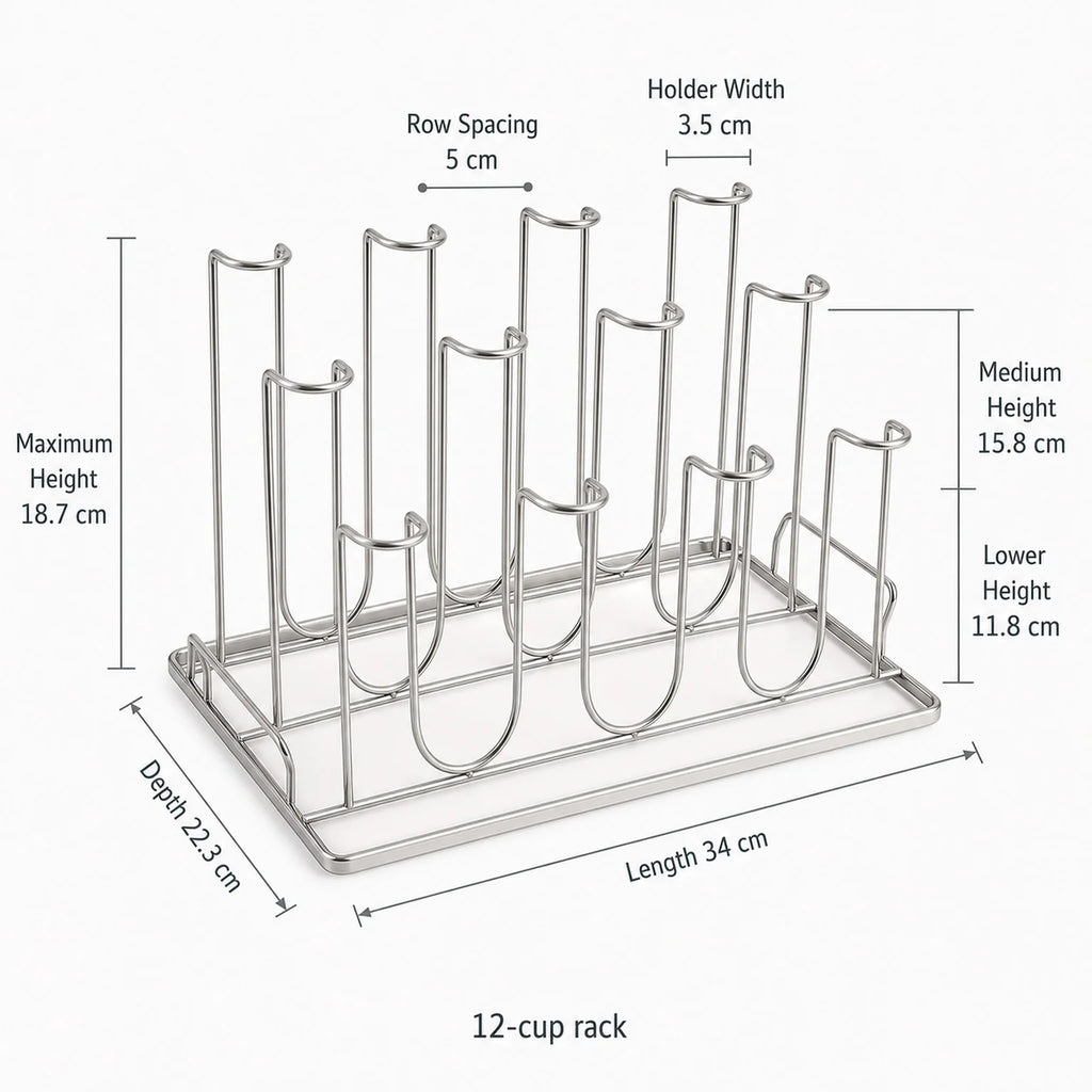 Alma Stainless Steel Dish Drying Rack - dimensions view