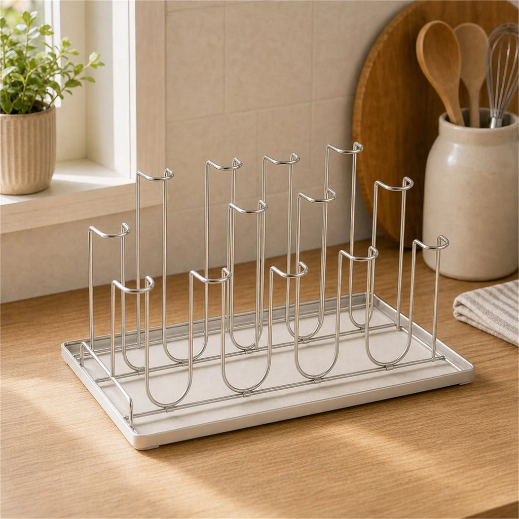 Alma Stainless Steel Dish Drying Rack - lifestyle view