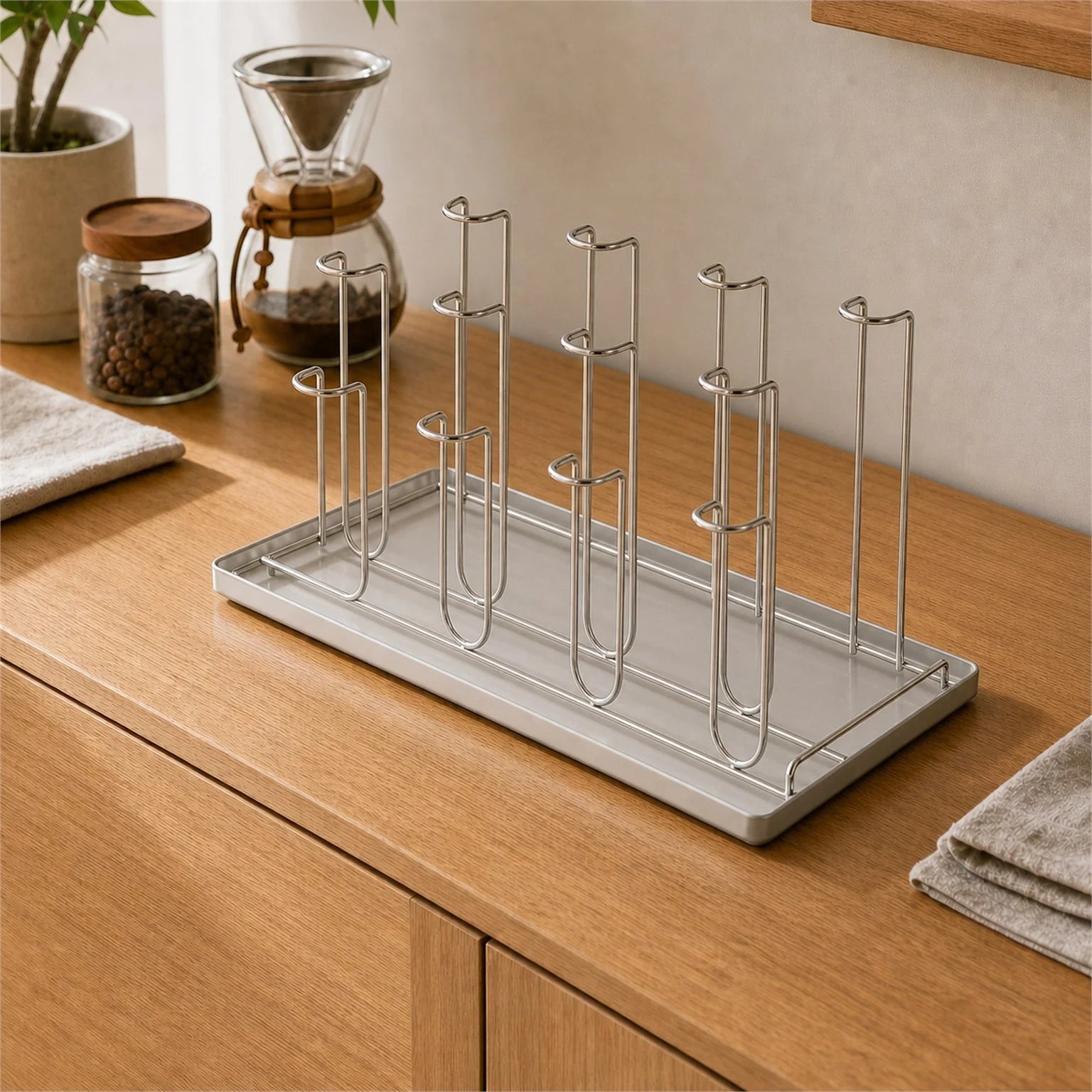 Alma Stainless Steel Dish Drying Rack - lifestyle view