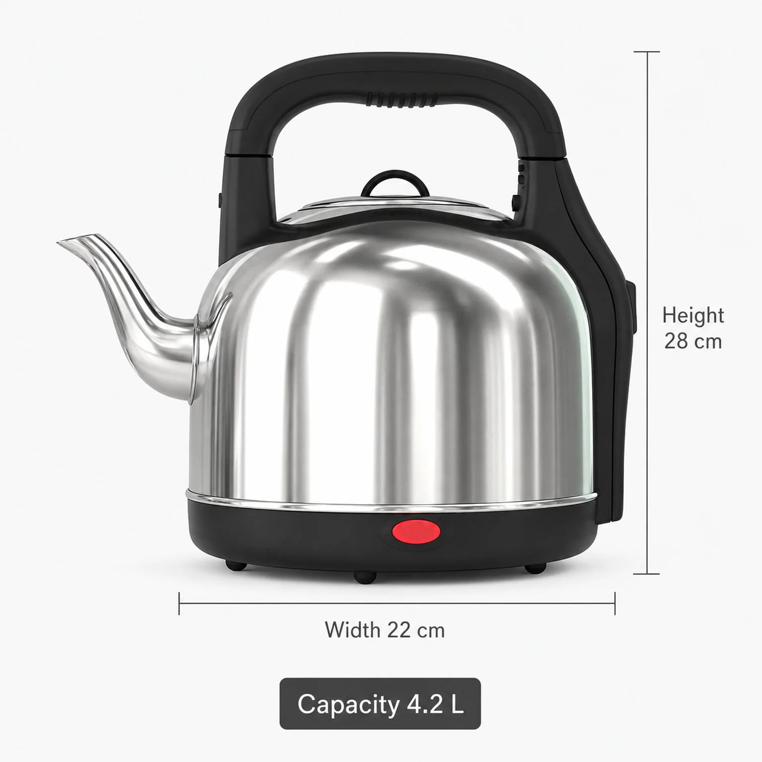 Amelie Stainless Steel Electric Kettle - dimensions view