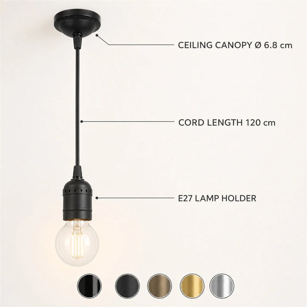 Andre E27 Pendant Light Cord Set - function view