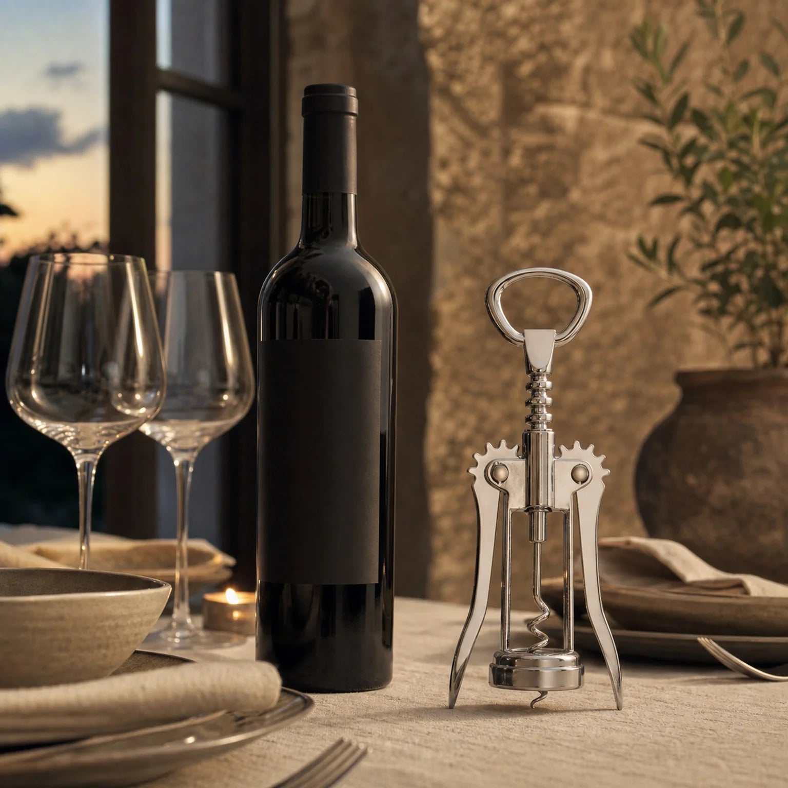 Axel Winged Wine Corkscrew - lifestyle view