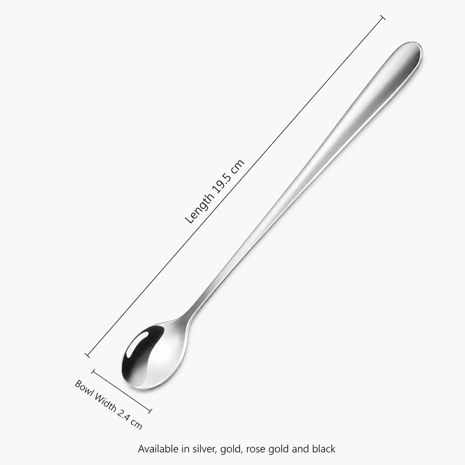 Bianca Long-Handle Condiment Spoon - dimensions view