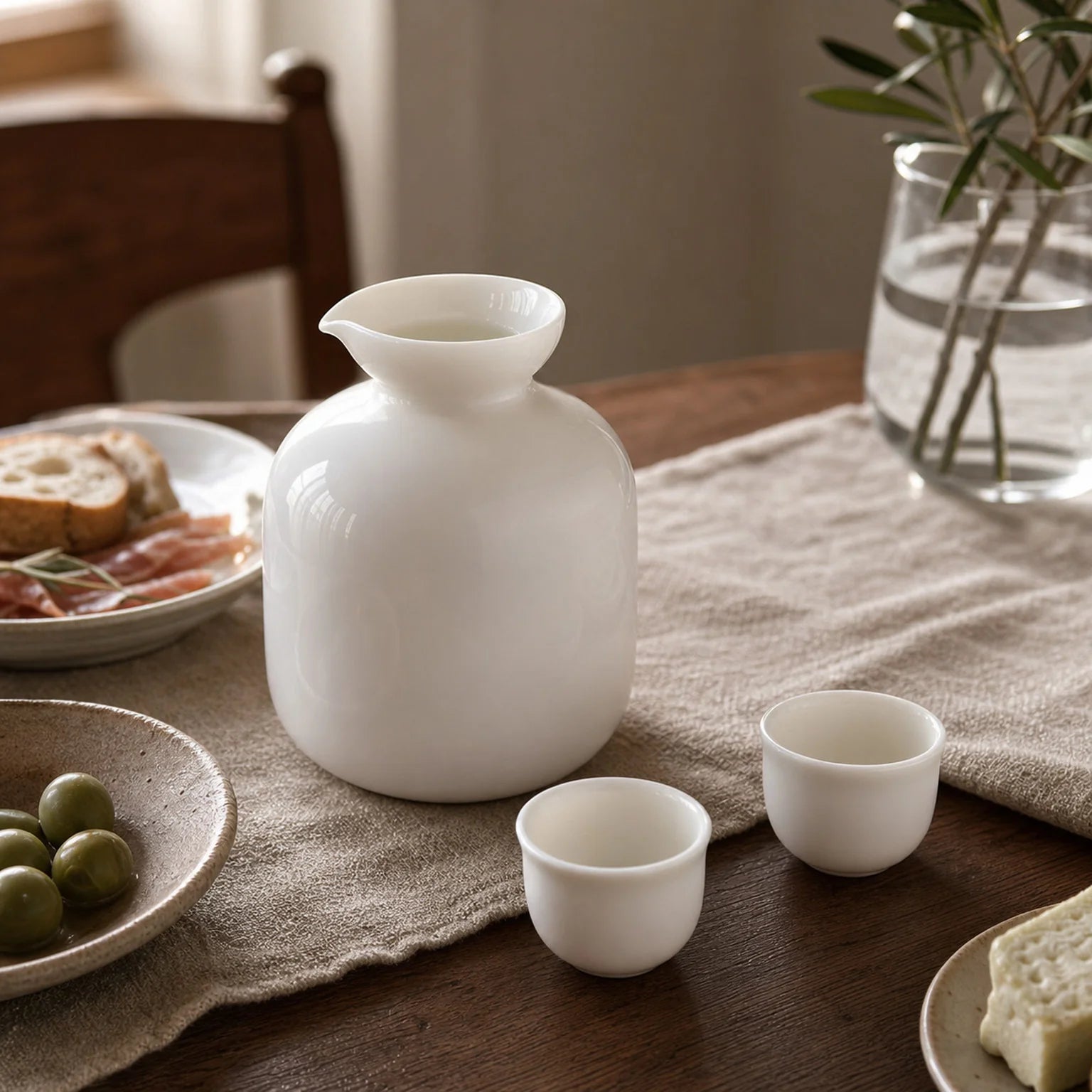 Casper Ceramic Carafe and Tea Cup Set - lifestyle view