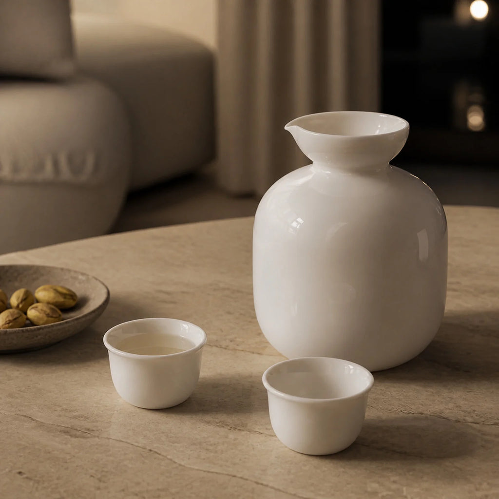 Casper Ceramic Carafe and Tea Cup Set - lifestyle view