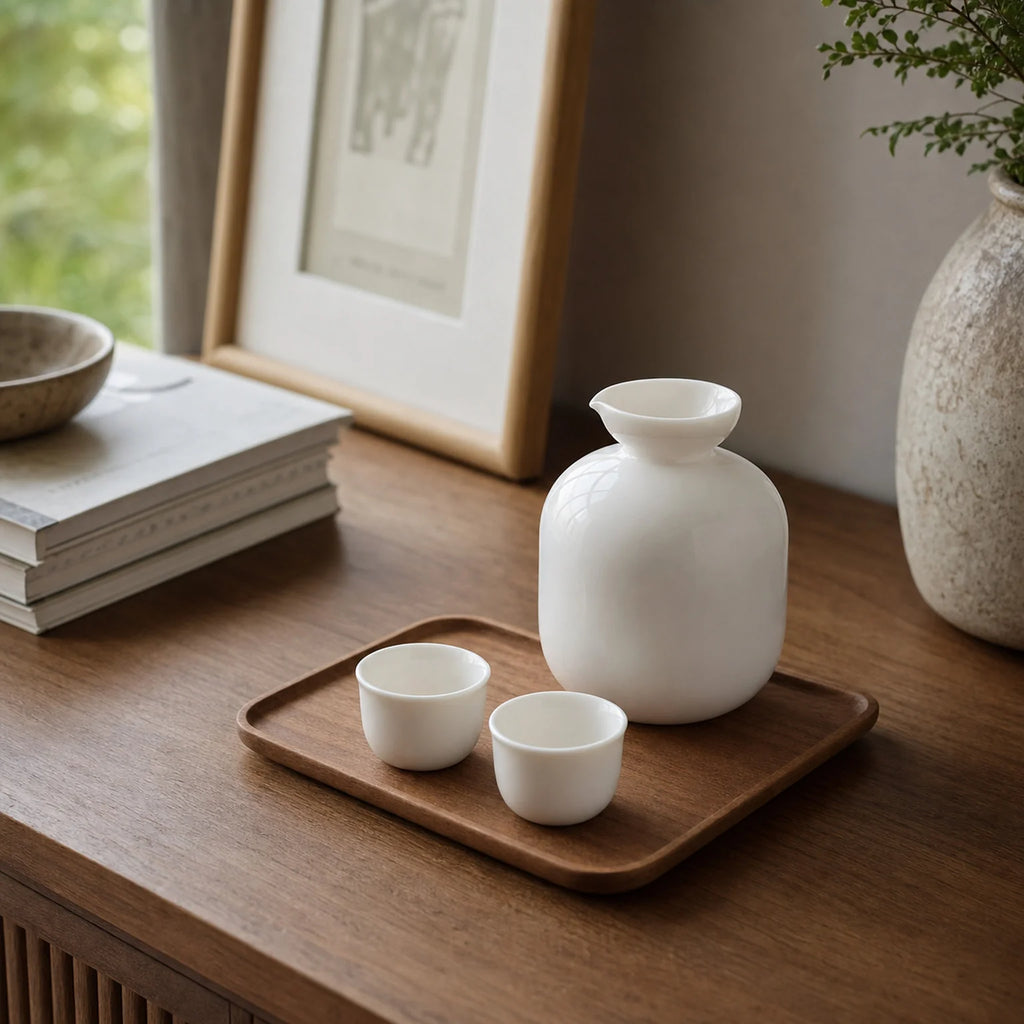 Casper Ceramic Carafe and Tea Cup Set - lifestyle view