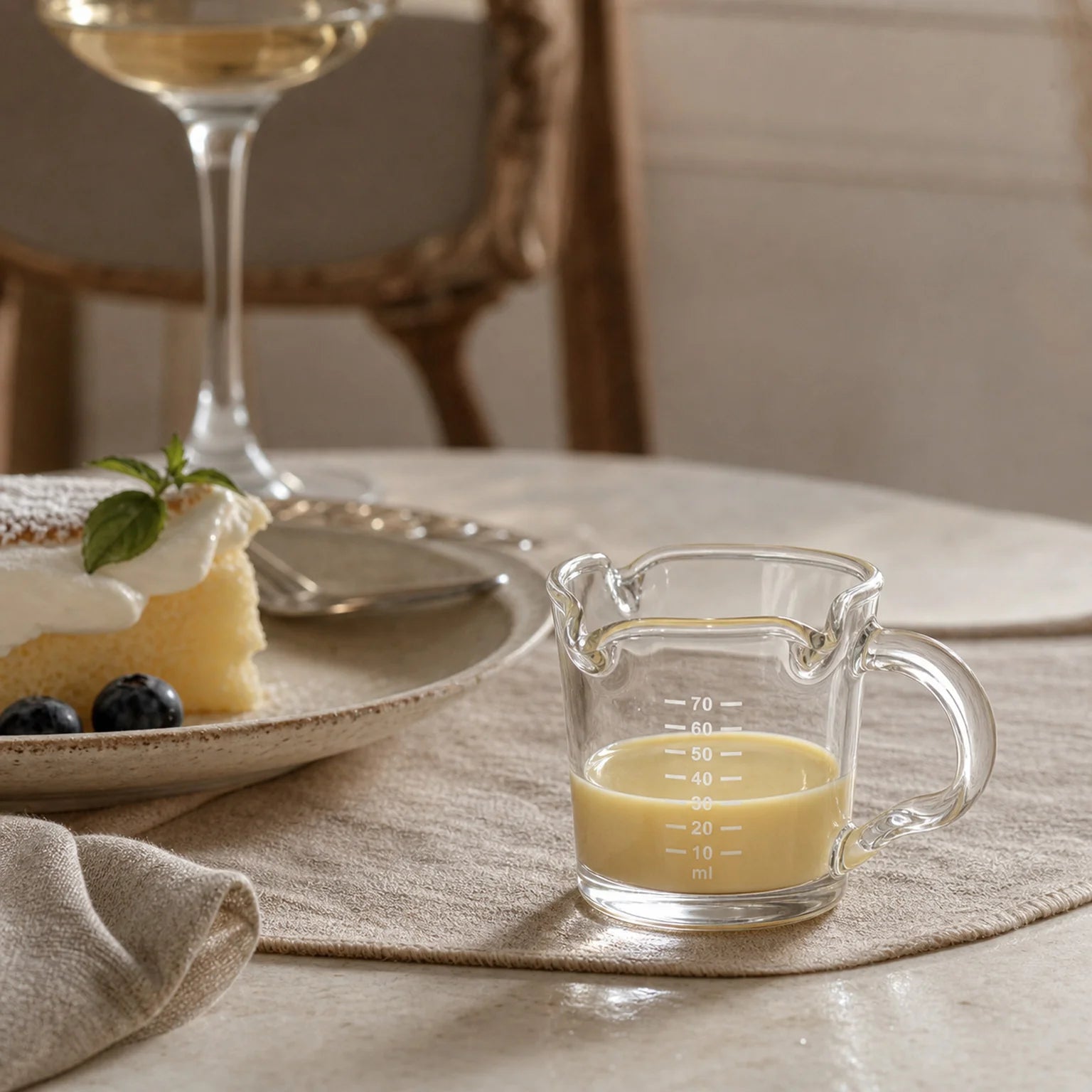 Clara Glass Milk and Cream Jug - lifestyle view