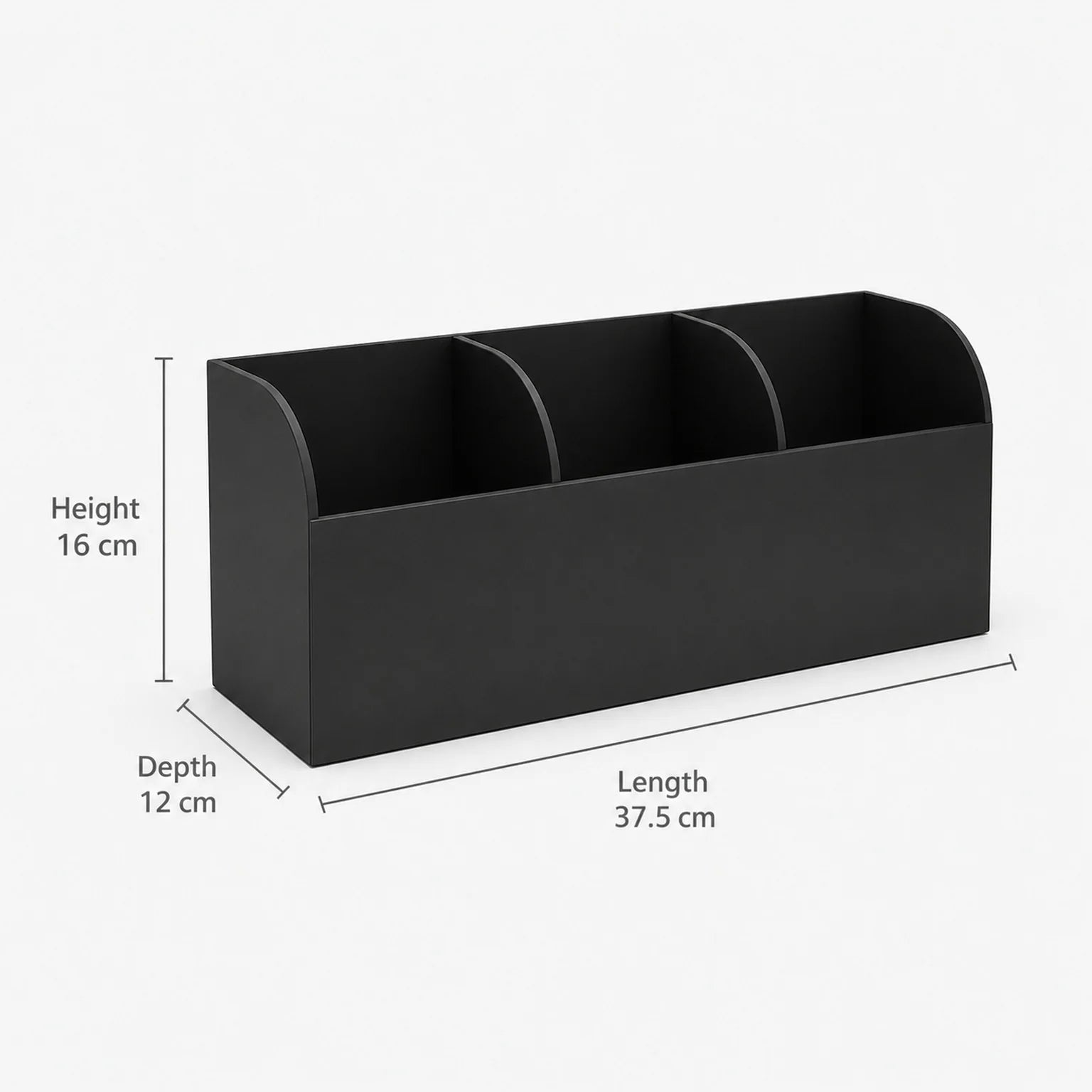 David Three-Compartment Straw Holder - dimensions view