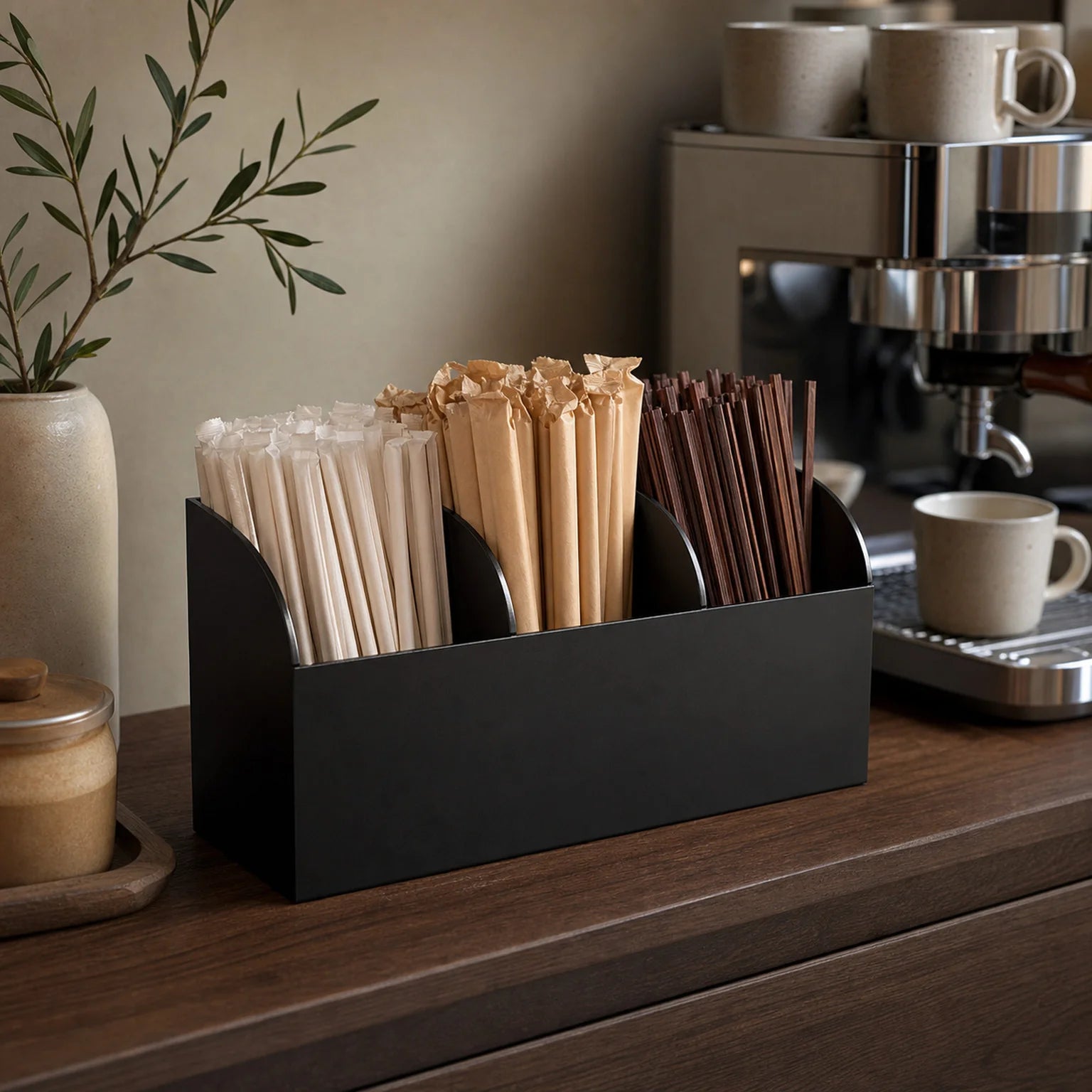 David Three-Compartment Straw Holder - lifestyle view