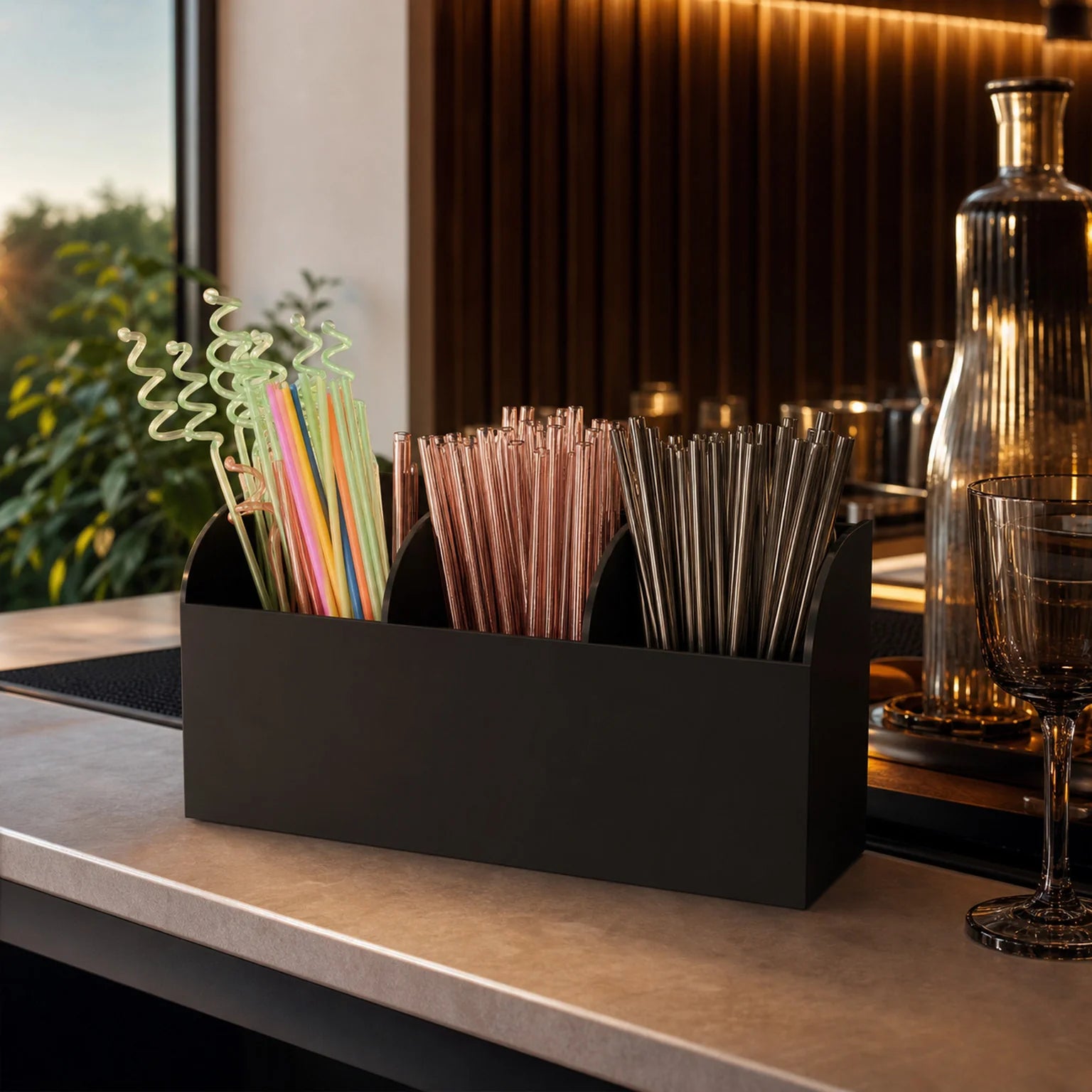 David Three-Compartment Straw Holder - lifestyle view