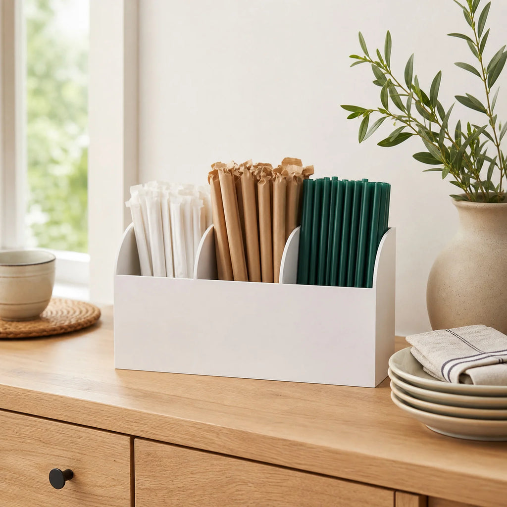 David Three-Compartment Straw Holder - lifestyle view