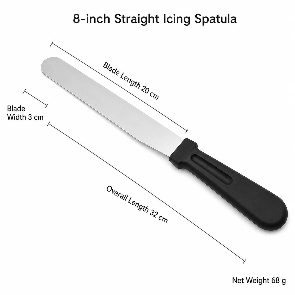 Diana Straight Stainless Steel Icing Spatula - dimensions view