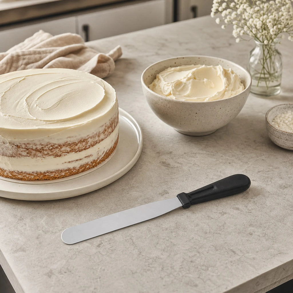Diana Straight Stainless Steel Icing Spatula - lifestyle view