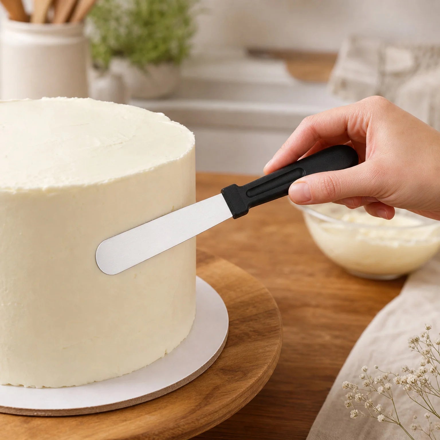 Diana Straight Stainless Steel Icing Spatula - lifestyle view