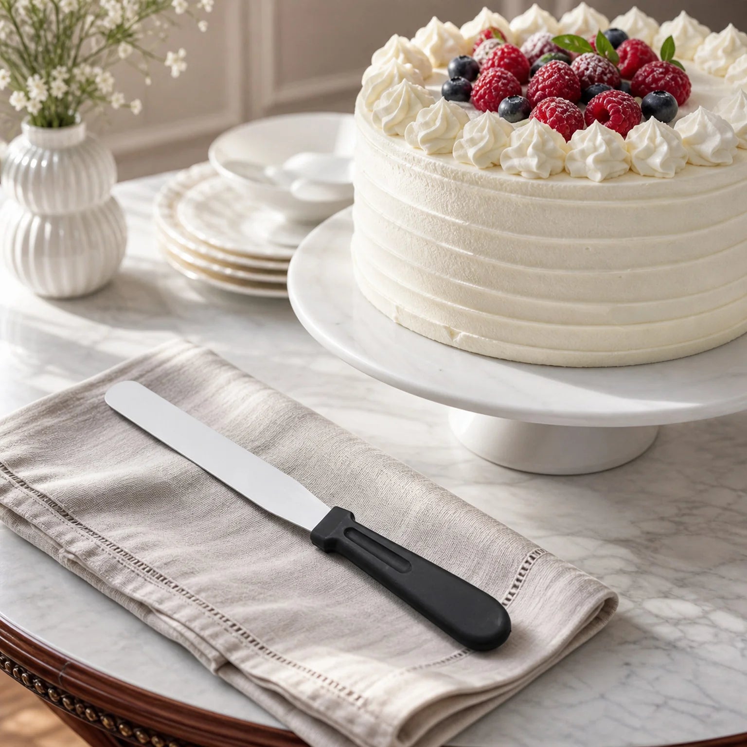 Diana Straight Stainless Steel Icing Spatula - lifestyle view