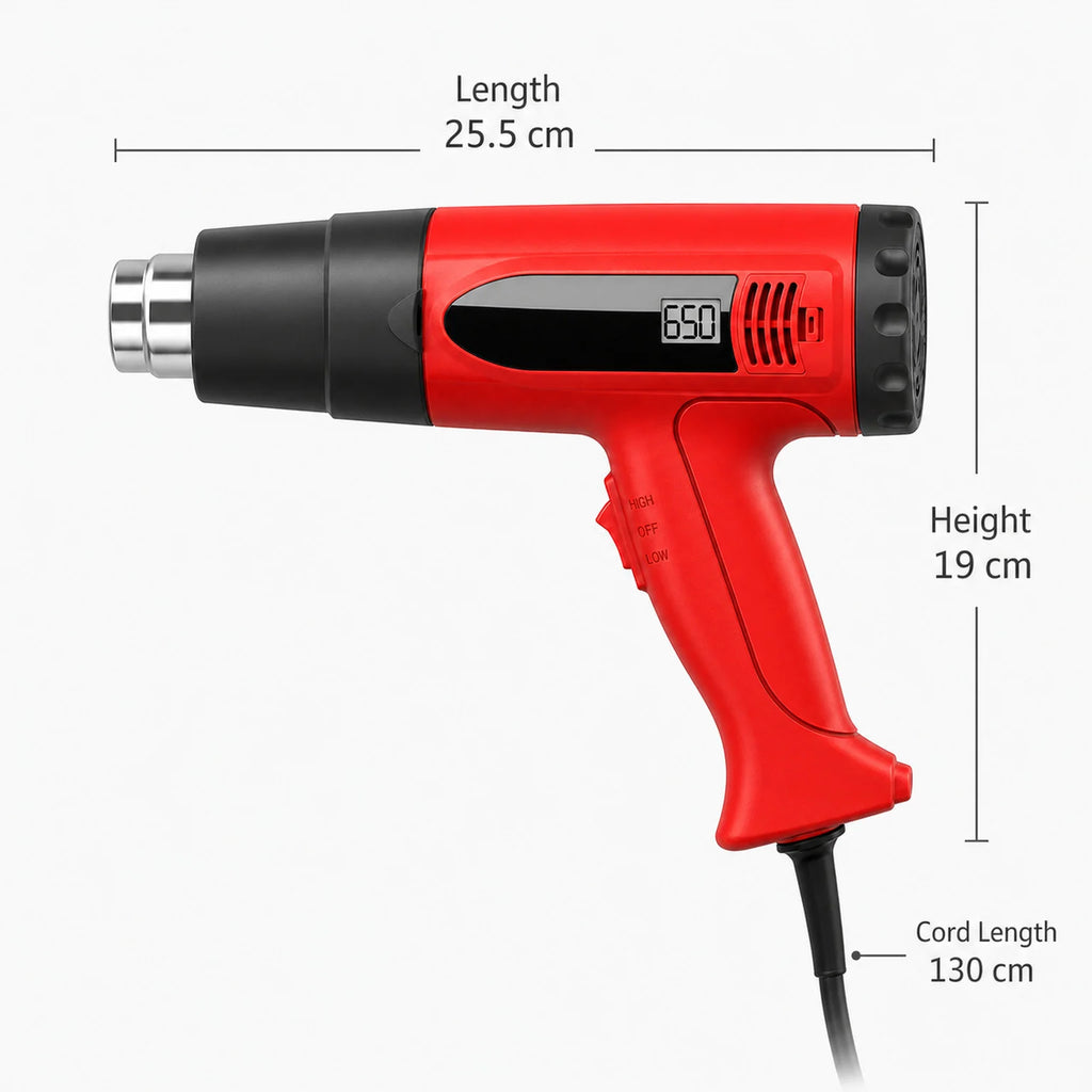 Elena Handheld Heat Gun - dimensions view
