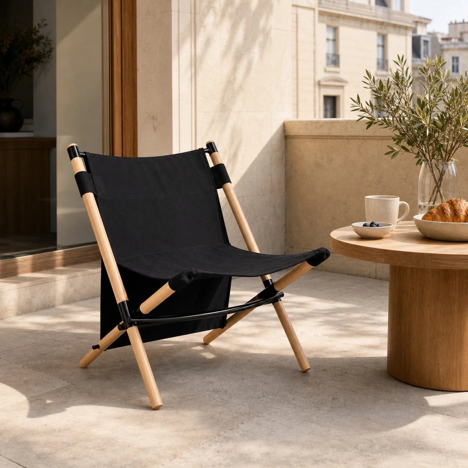 Elias Folding Directors Chair Made of Wood and Fabric - lifestyle view