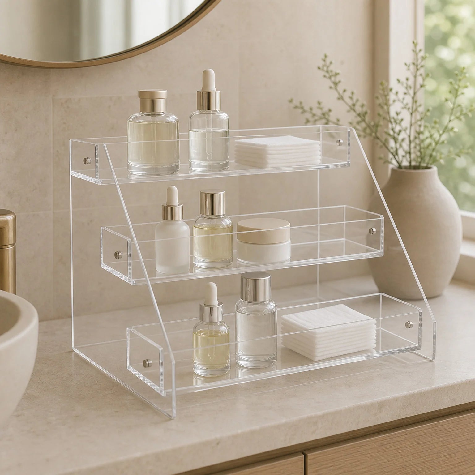 Elise Three-Tier Acrylic Countertop Display Stand - lifestyle view