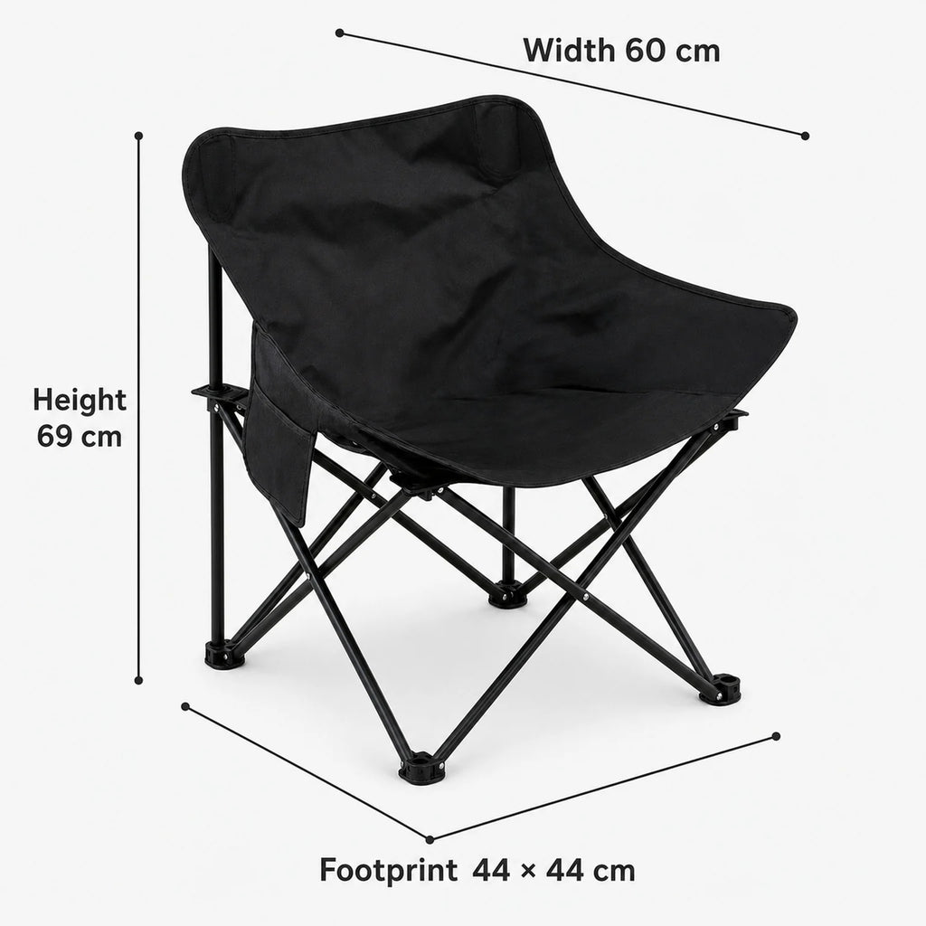 Emil Folding Moon Chair - dimensions view