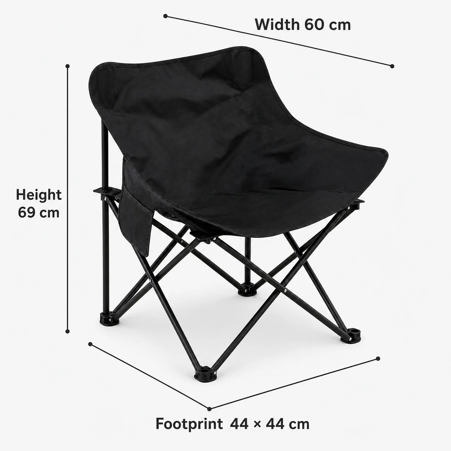 Emil Folding Moon Chair - dimensions view
