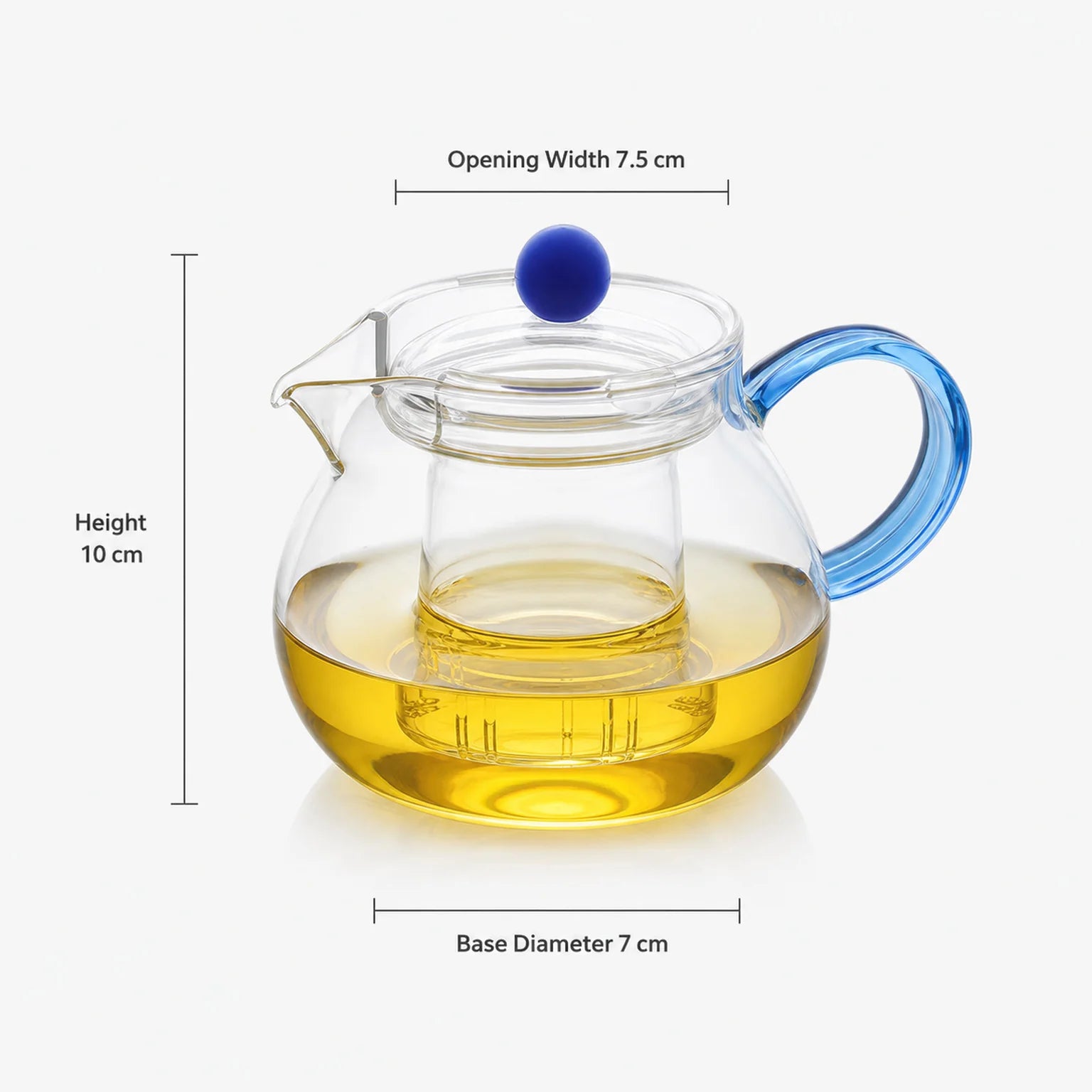 Eva Glass Teapot Including Infuser - dimensions view