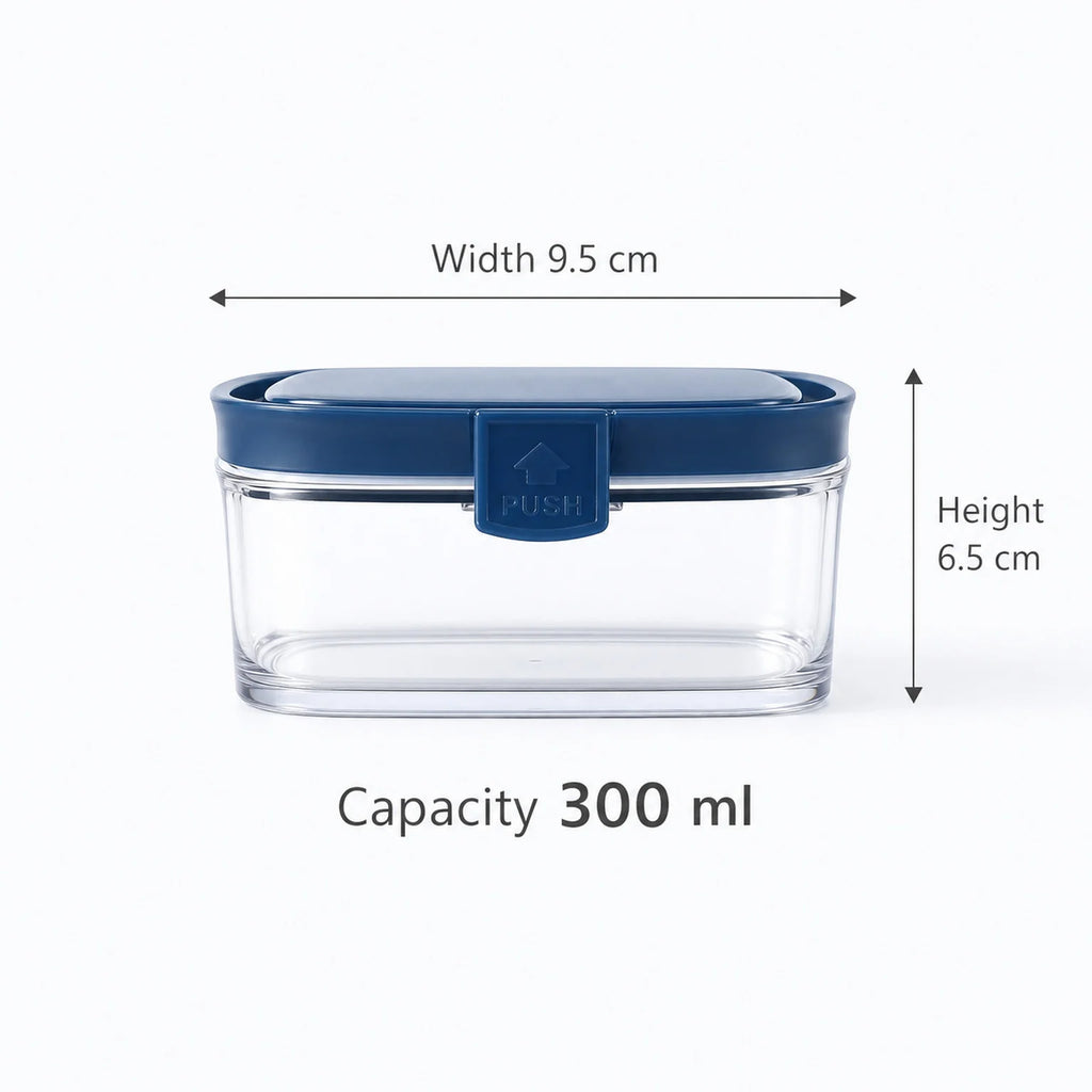 Oscar Food Storage Container, Push Lid - dimensions view
