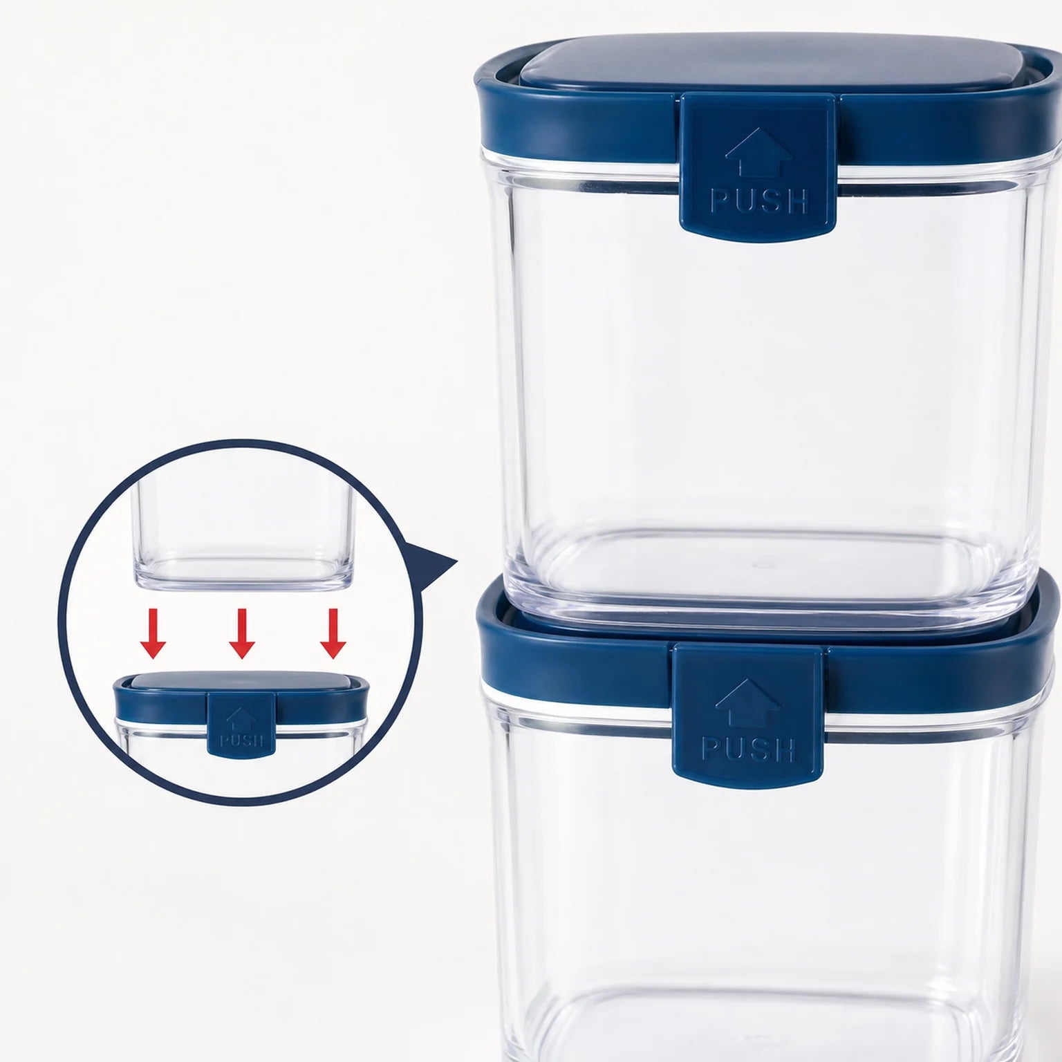 Oscar Food Storage Container, Push Lid - detail view