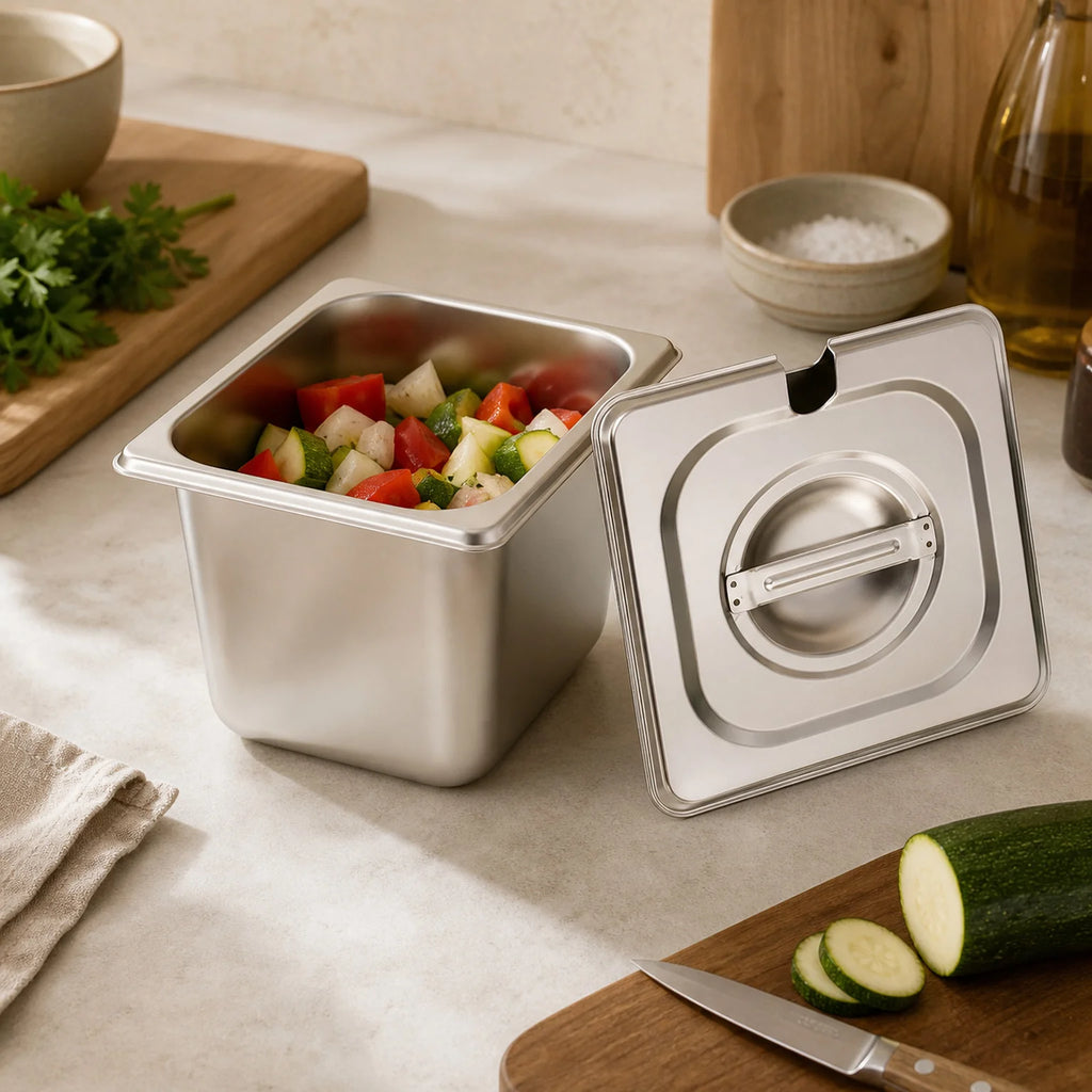 Greta Stainless Steel Food Pan Including Lid - lifestyle view