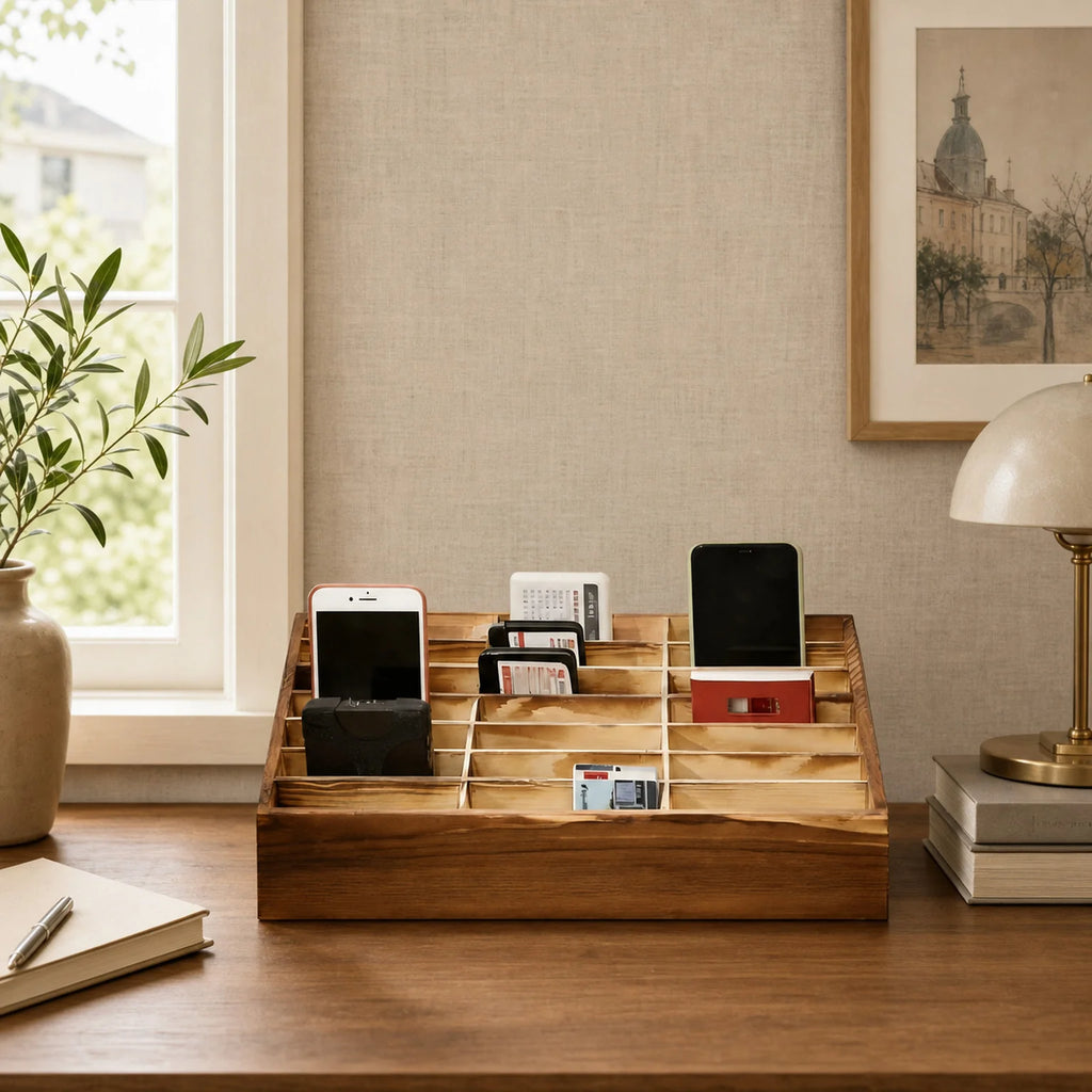 Heidi Wooden Compartment Organiser Box - lifestyle view