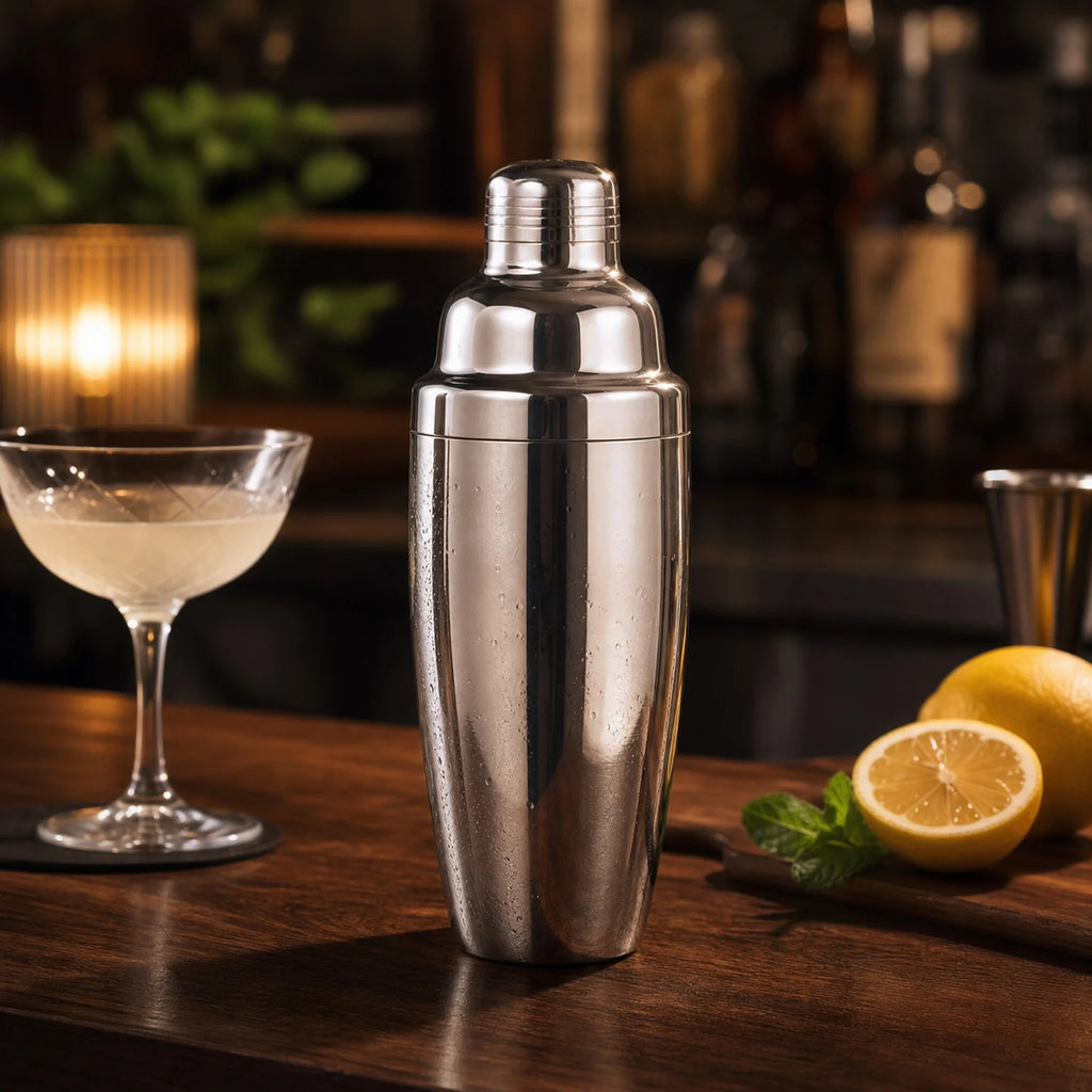 Henri Two-Piece Stainless Steel Cocktail Shaker - lifestyle view