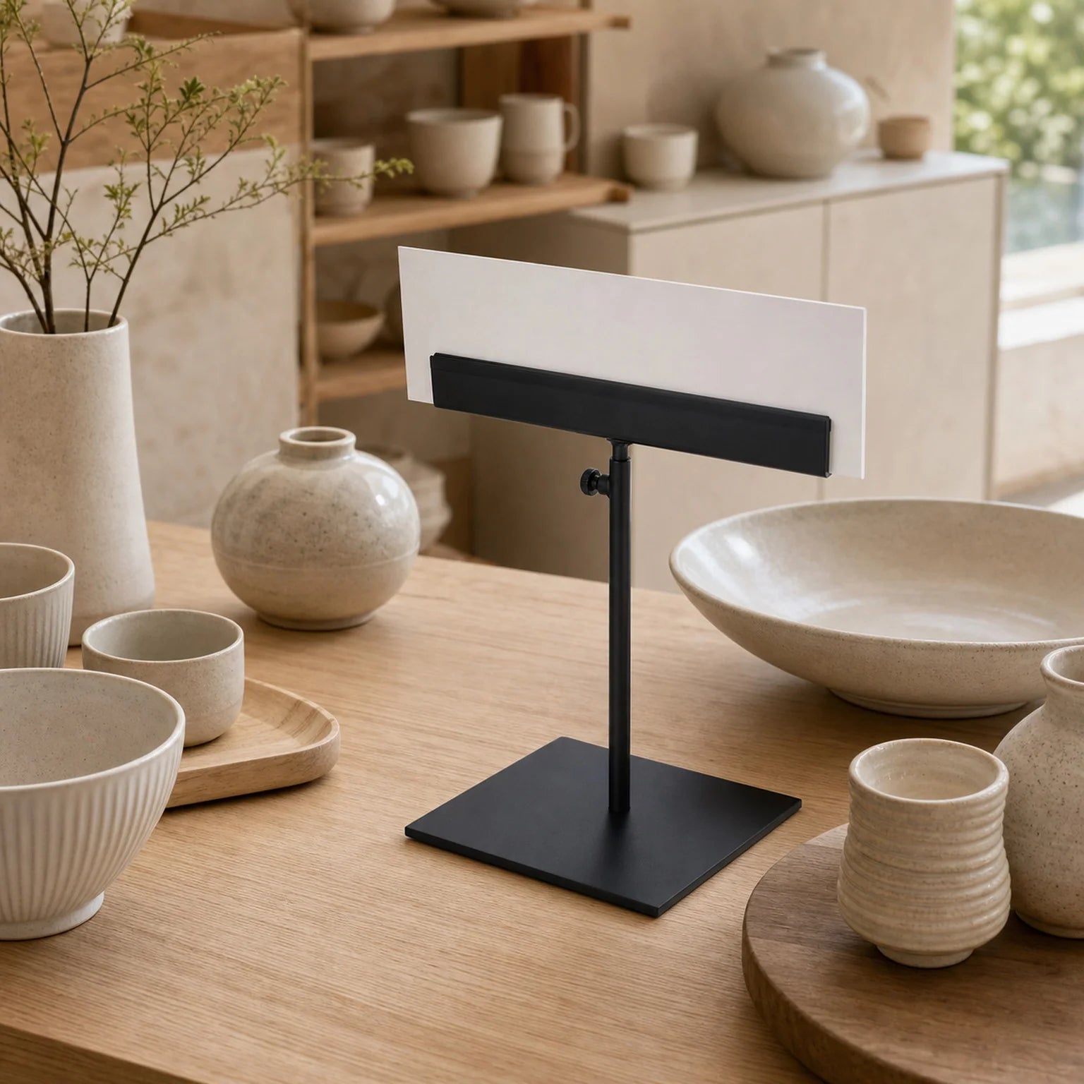 Ines Adjustable Restaurant Menu Stand - lifestyle view