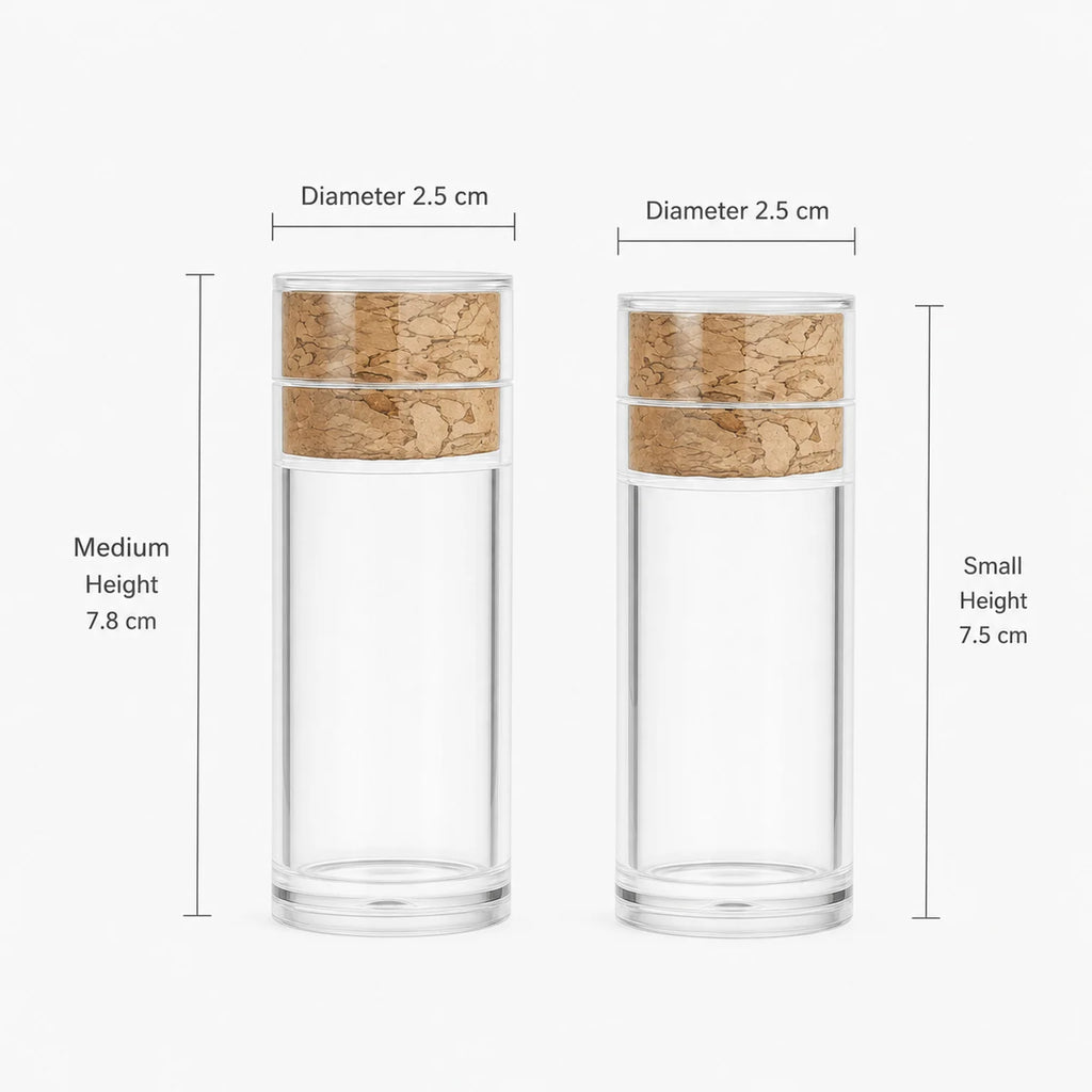 Iris Mini Glass Bottles Including Cork Stoppers - dimensions view