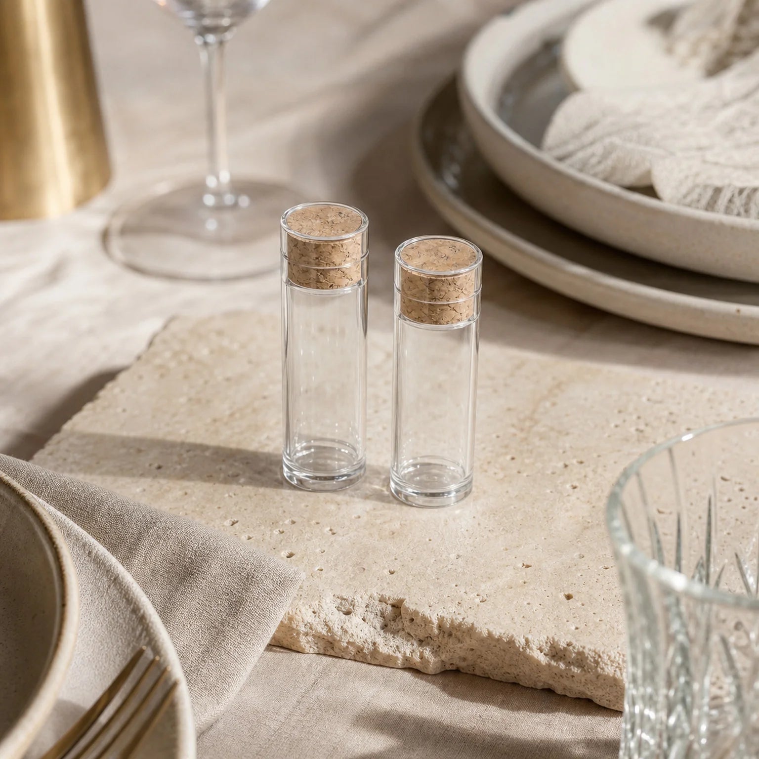 Iris Mini Glass Bottles Including Cork Stoppers - lifestyle view