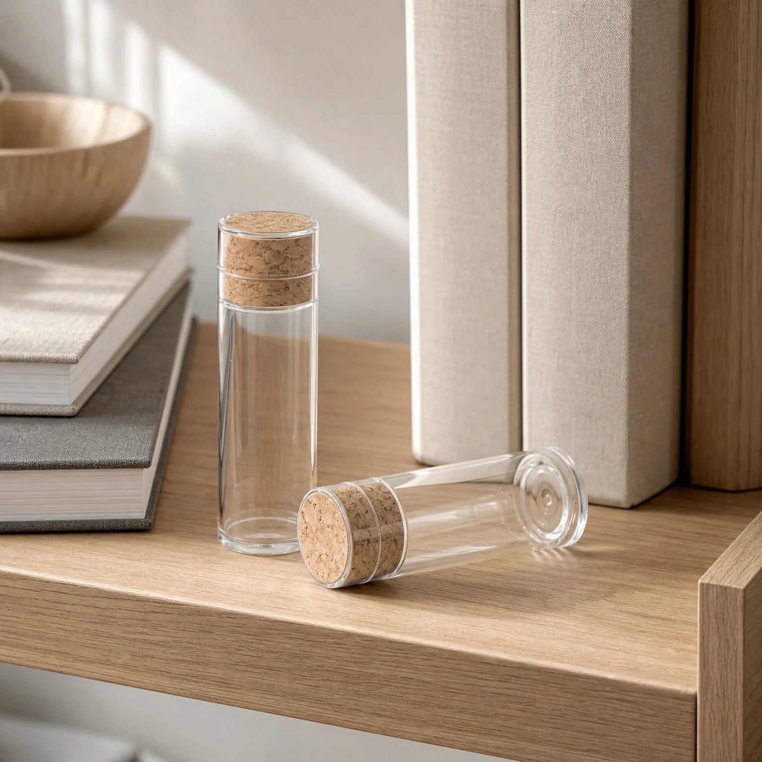 Iris Mini Glass Bottles Including Cork Stoppers - lifestyle view