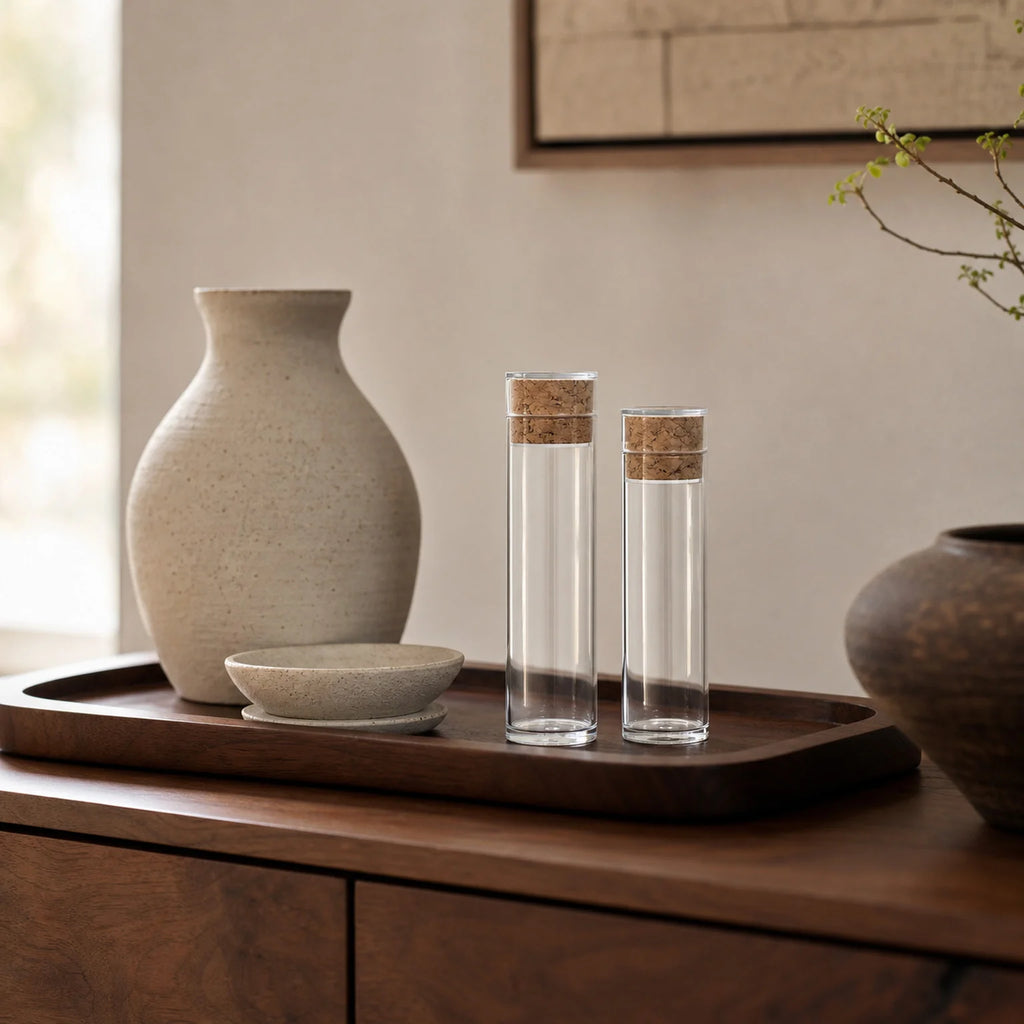 Iris Mini Glass Bottles Including Cork Stoppers - lifestyle view