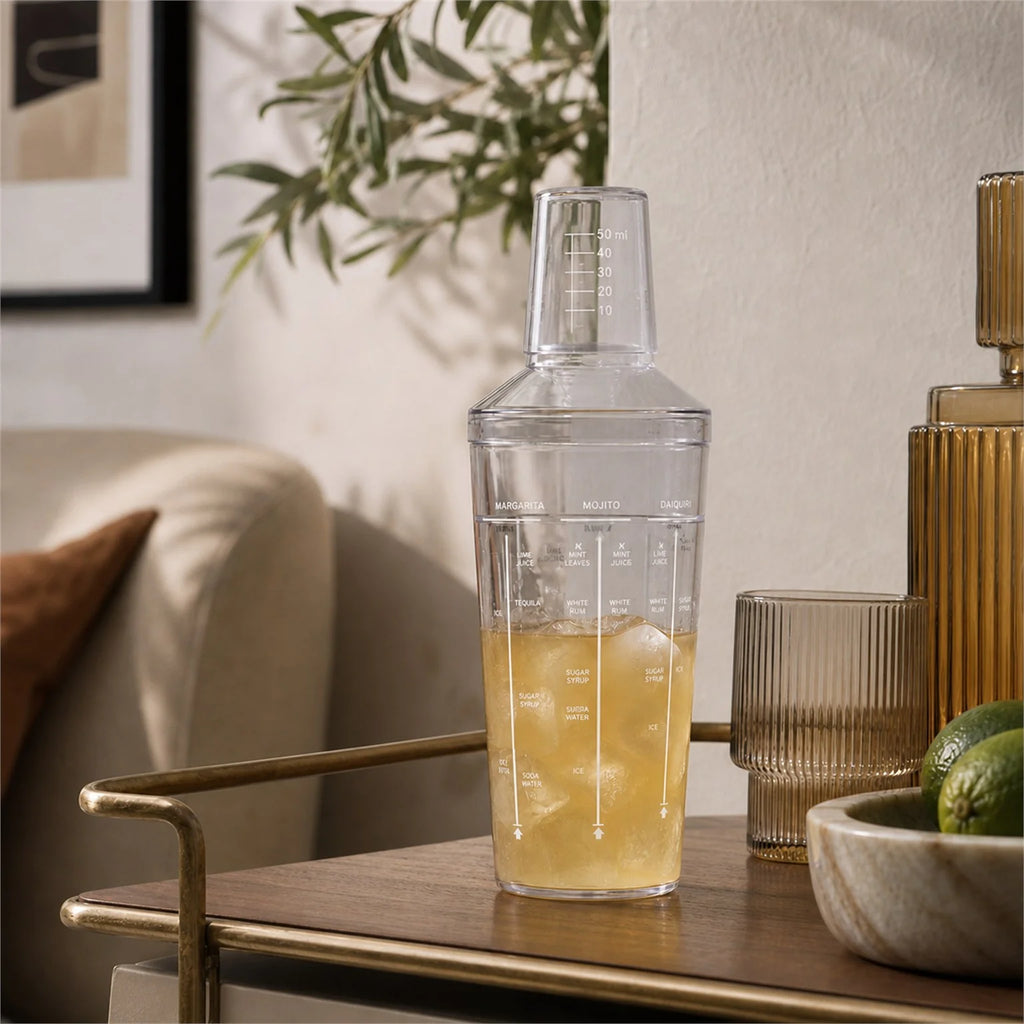 Jonas Three-Piece Cocktail Shaker - lifestyle view