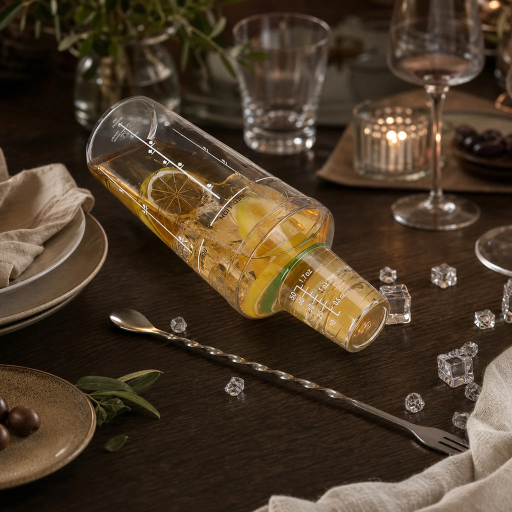 Jonas Three-Piece Cocktail Shaker - lifestyle view