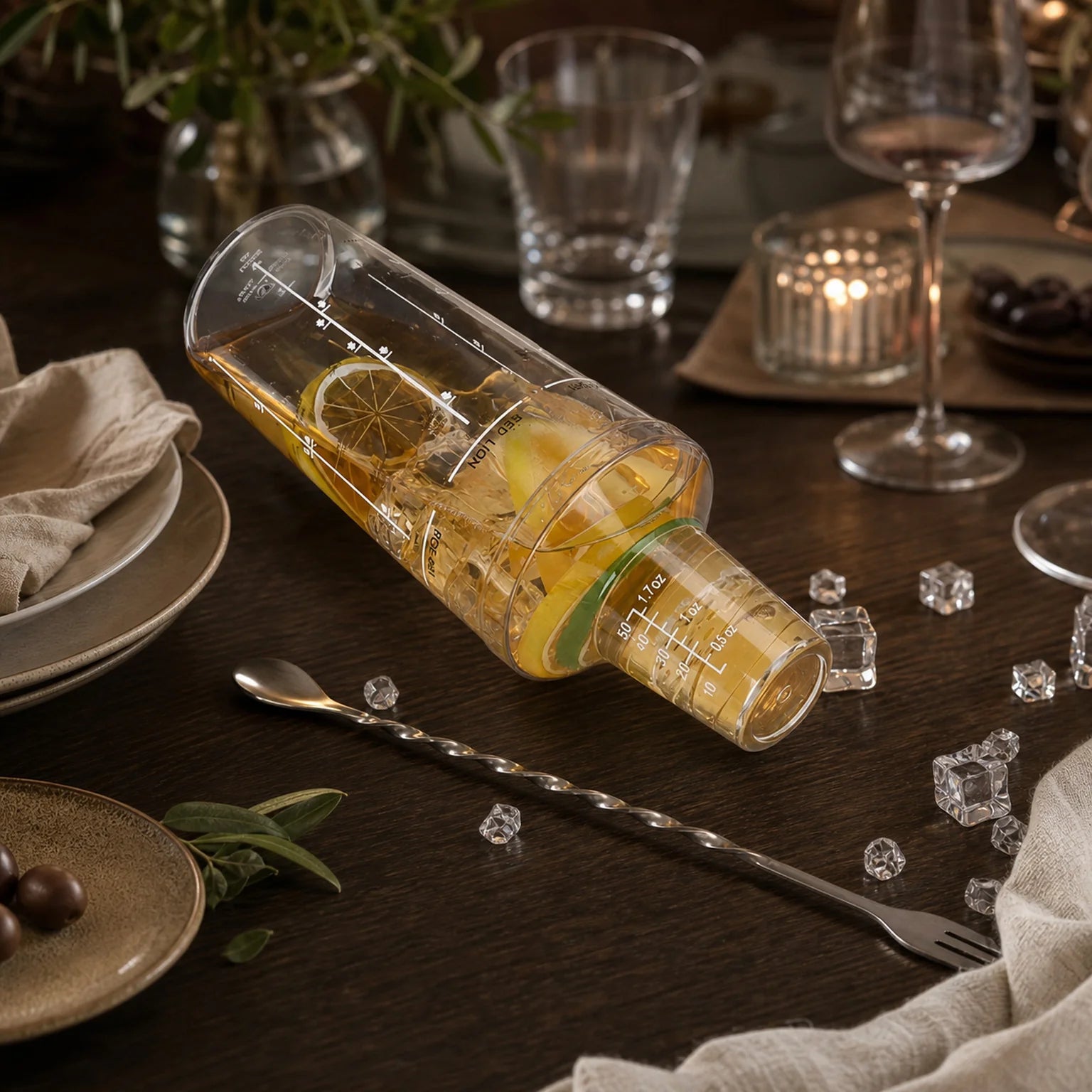 Jonas Three-Piece Cocktail Shaker - lifestyle view