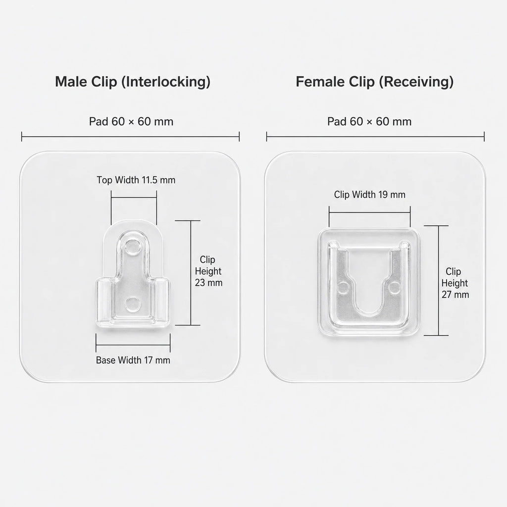 Lara Interlocking Plastic Panel Clips - dimensions view