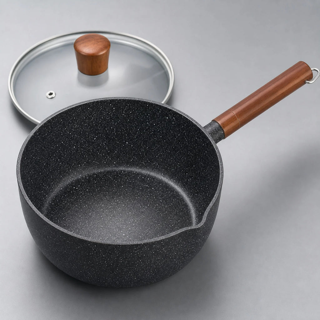Leo Speckled Saucepan Including Glass Lid - detail view