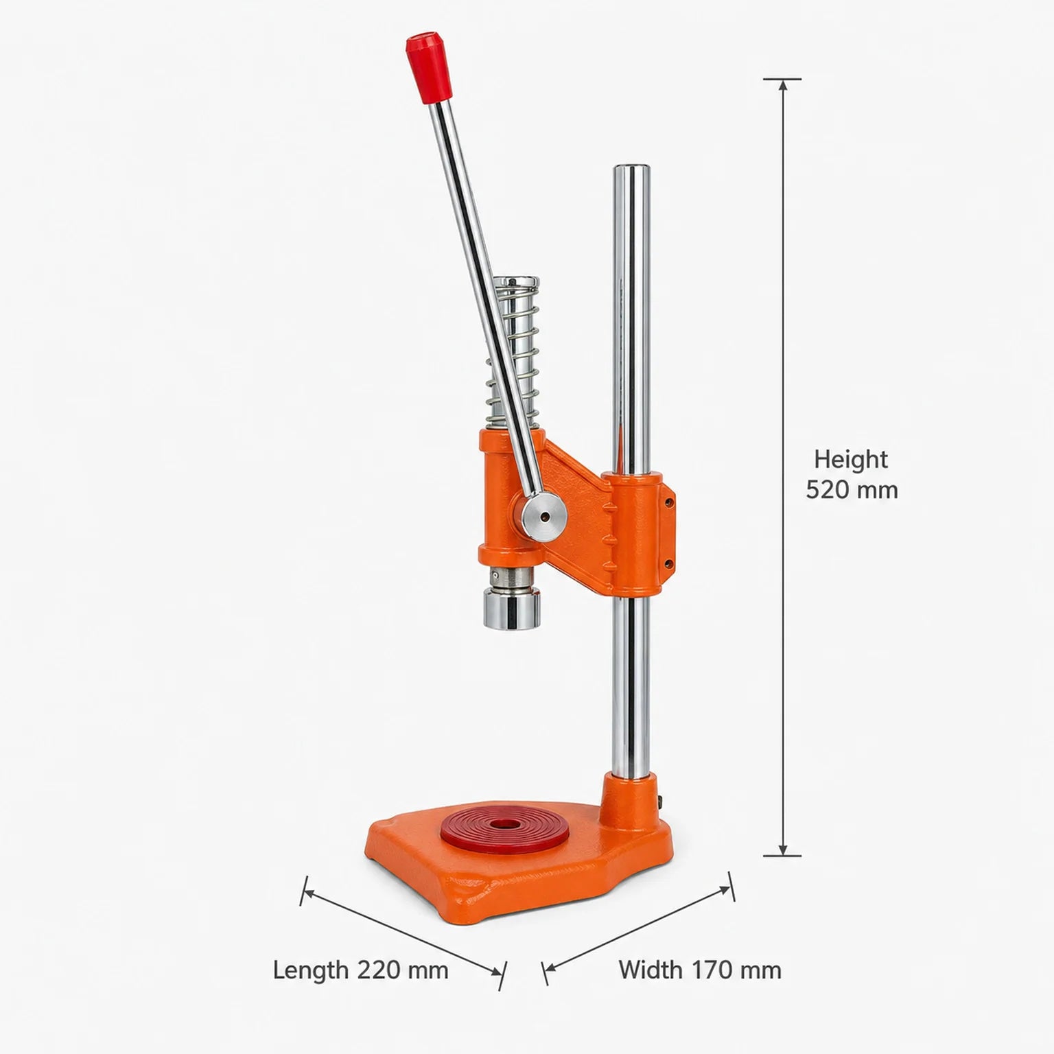 Livia Manual Bottle Capping Machine - dimensions view