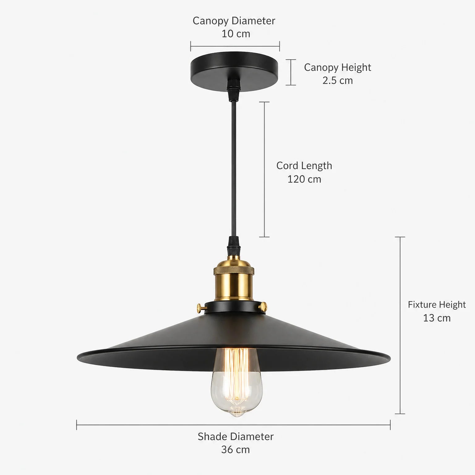 Louis Disc Pendant Light - dimensions view