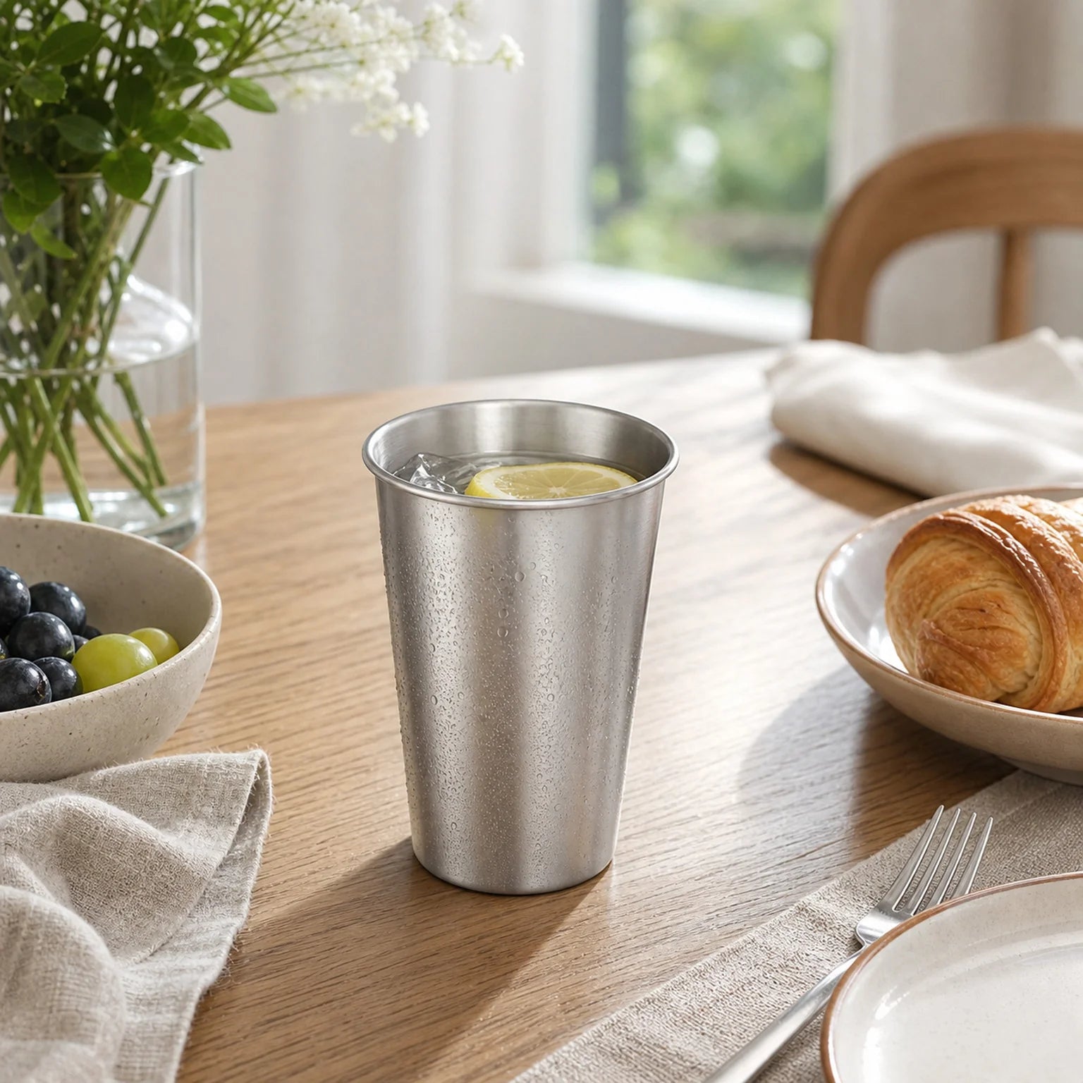 Maia Stainless Steel Coffee Tumbler - lifestyle view
