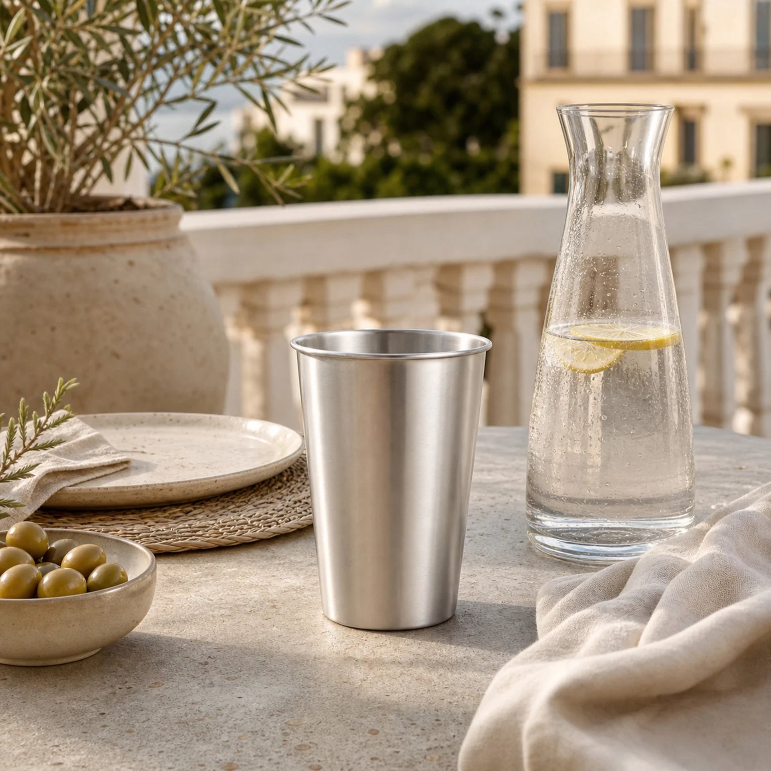 Maia Stainless Steel Coffee Tumbler - lifestyle view