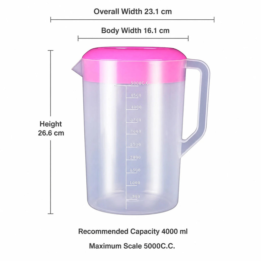 Martin Plastic Water Jug Including Lid - dimensions view