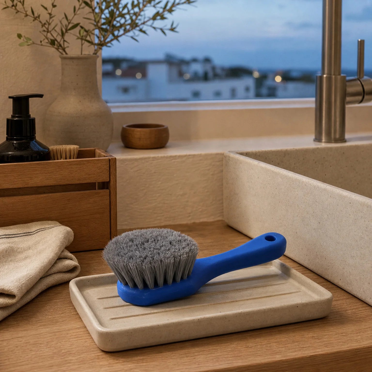 Mia Short-Handle Scrubbing Brush - lifestyle view
