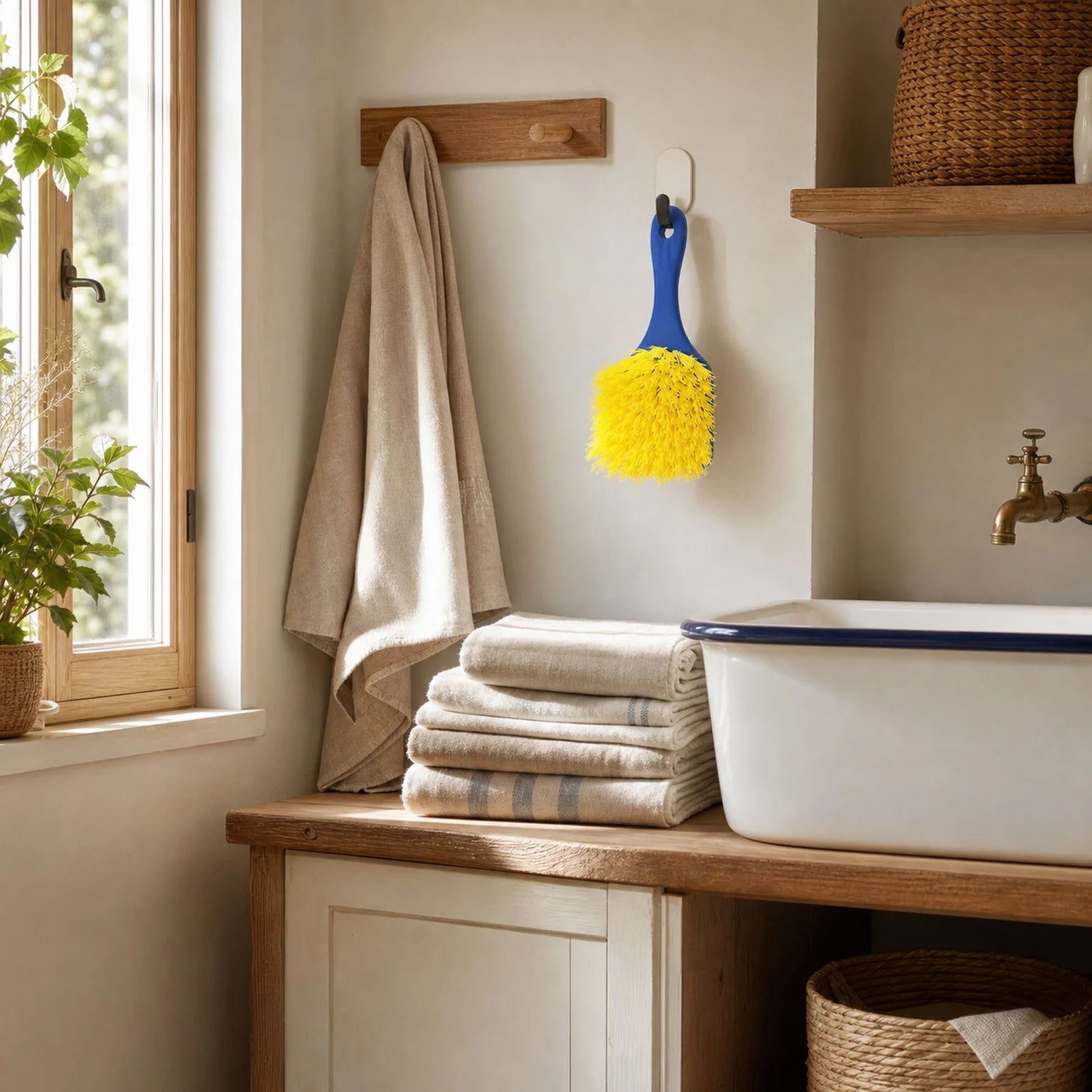 Mia Short-Handle Scrubbing Brush - lifestyle view
