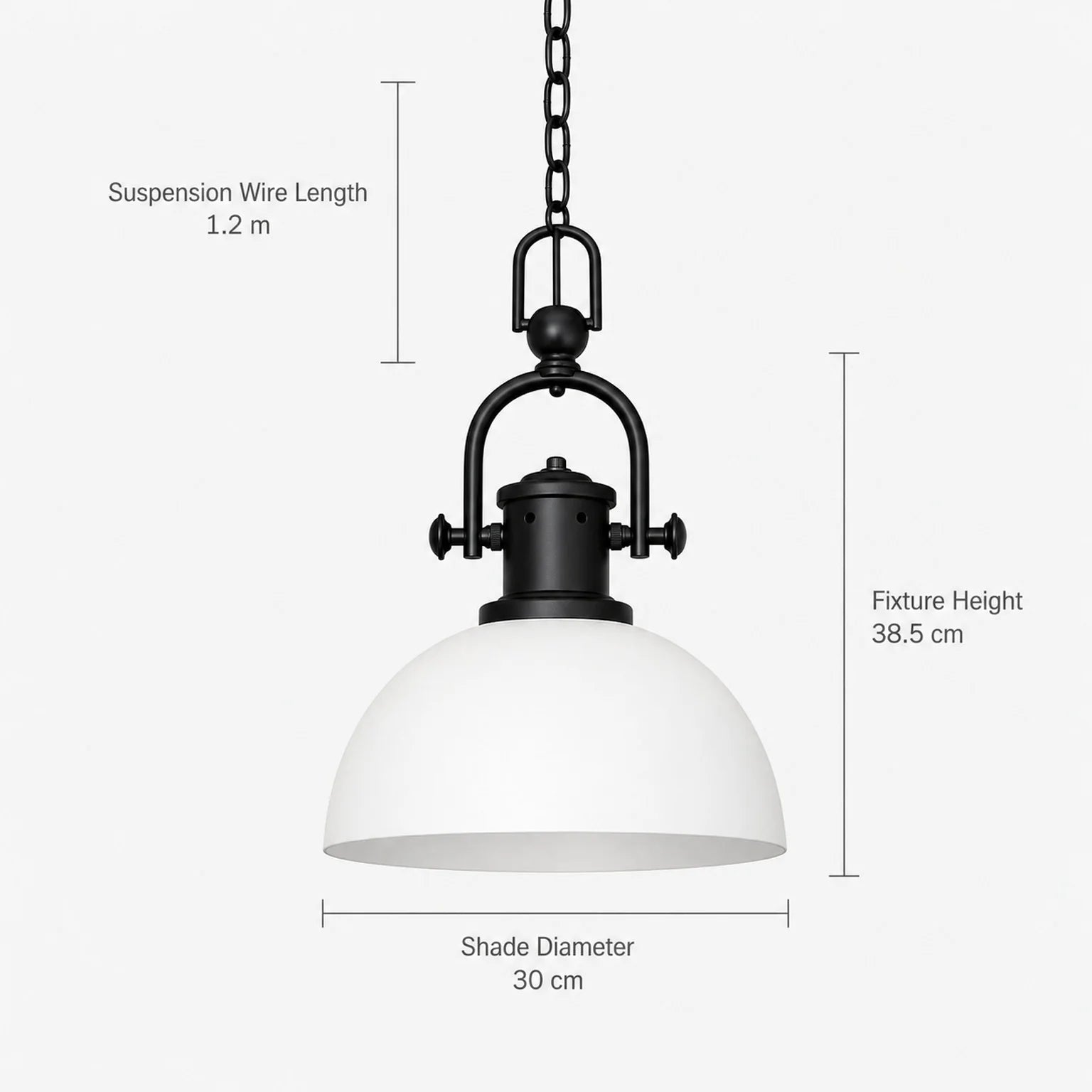 Milan Industrial Pendant Light - dimensions view