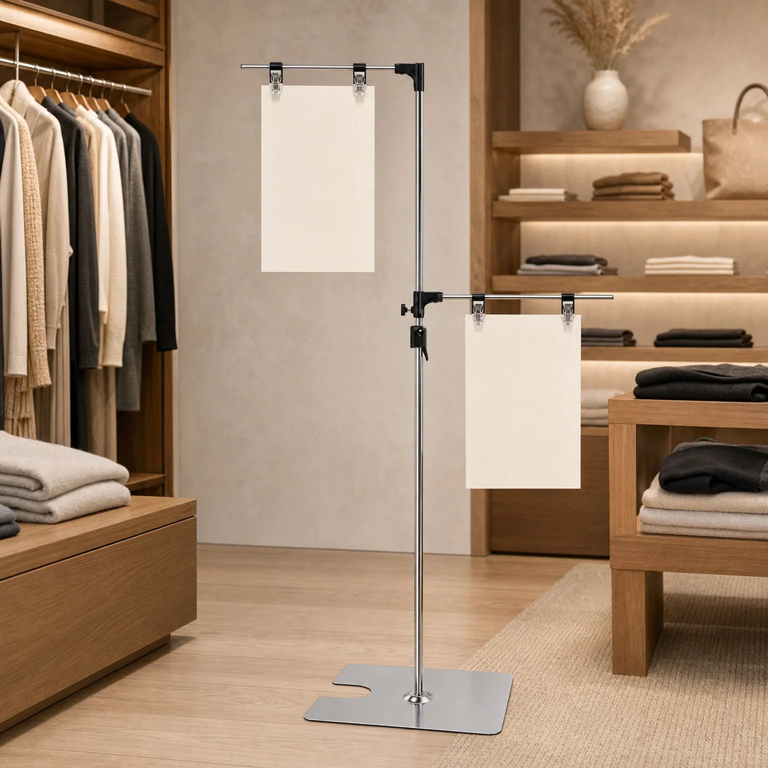 Nils Adjustable Double-Crossbar Display Stand - lifestyle view